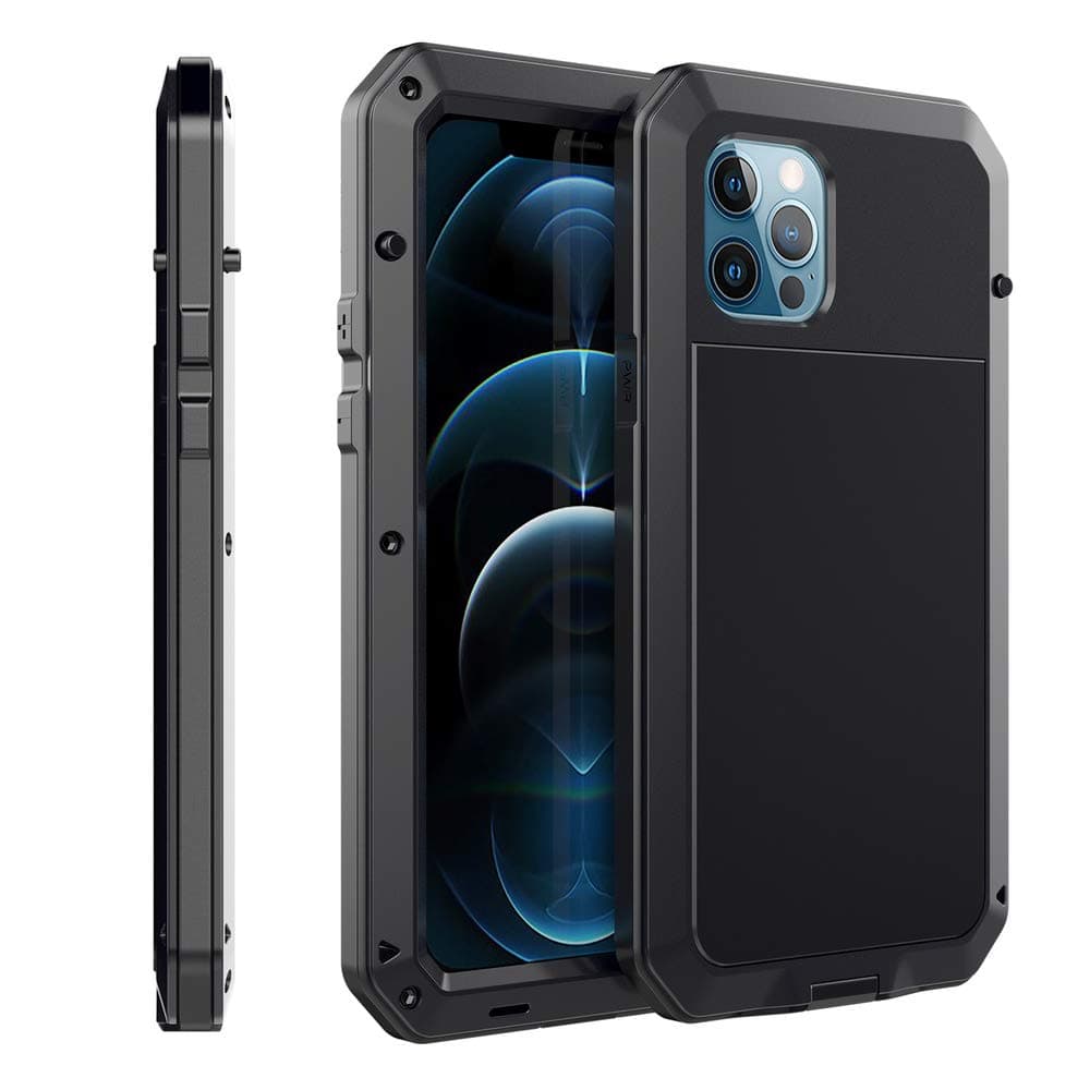 GSKJ, iPhone 12 Pro Waterproof Case (for iPhone 12 / iPhone 12 Pro (2020 Release)) 6.1 Inches, Waterproof and Shock Absorption, Durable Metal Frame, After A 10-Foot Drop Test. (Black(6.1in))