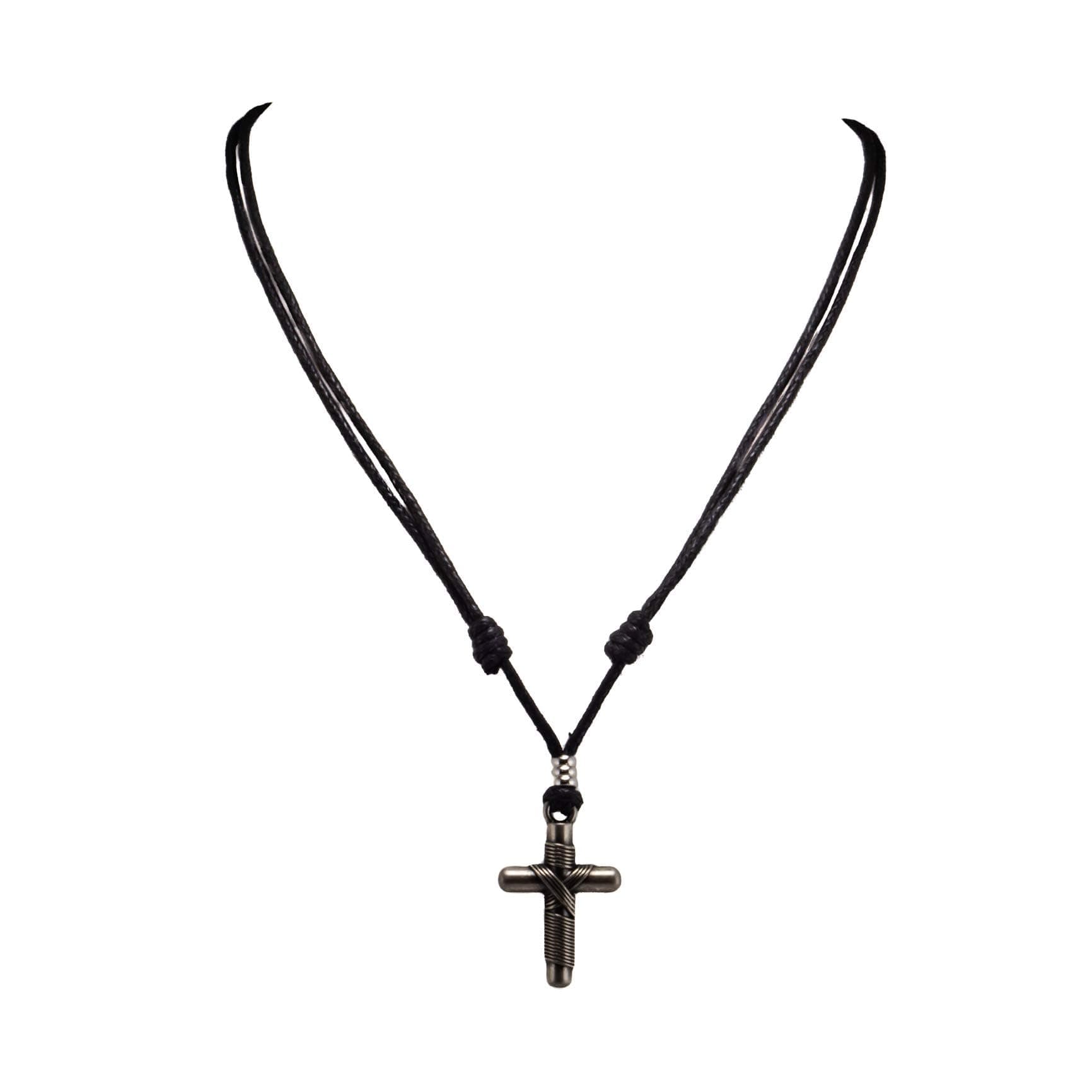 BlueRica Wrapped Cross on Adjustable Cord Necklace