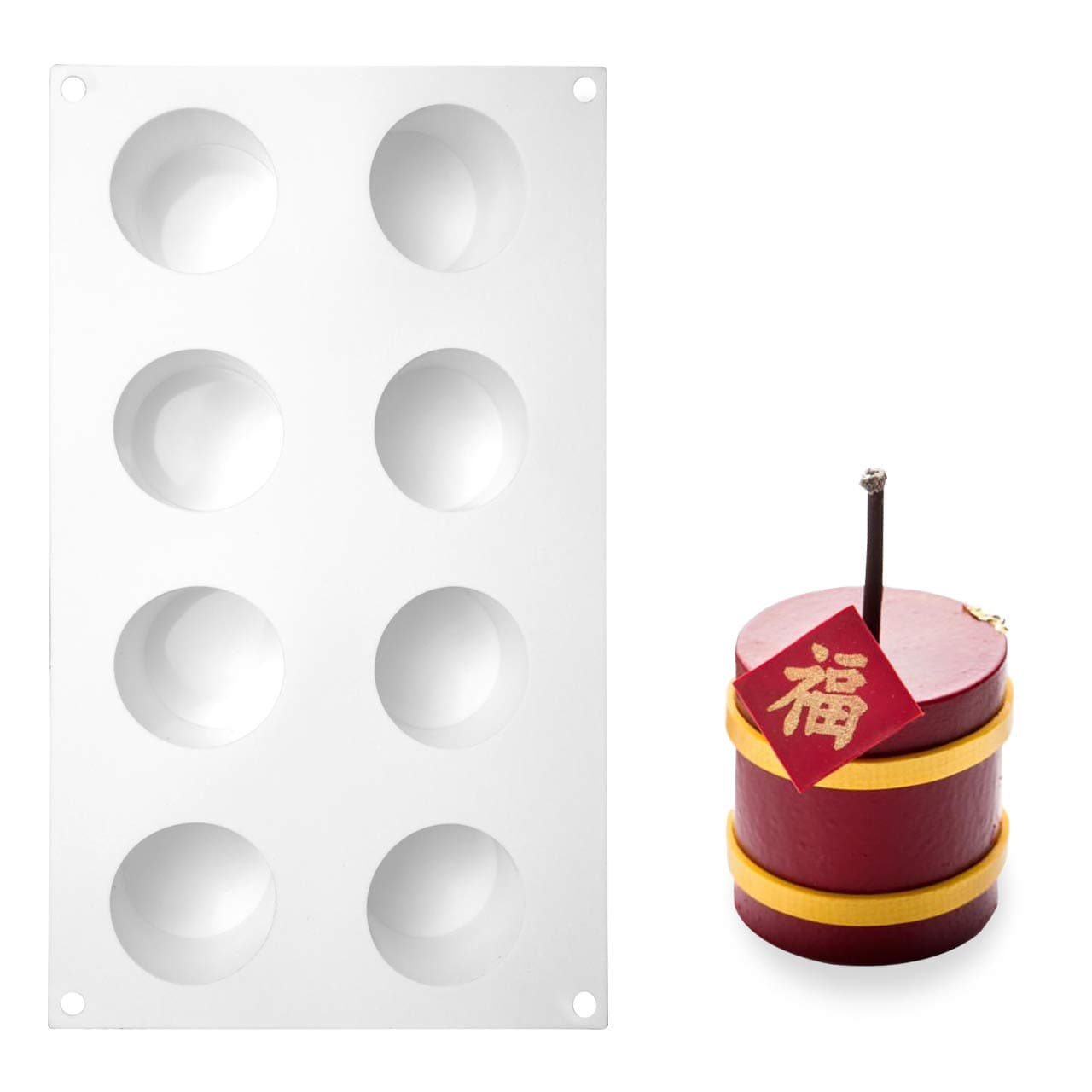 Cake Dessert Mousse Cake French Mousse Molds White Silicone Gel Molds.Household High Temperature Patisserie Mould Mousse.(8 Continuous Heightening Cylinder-Silicone Gel Molds Molds).