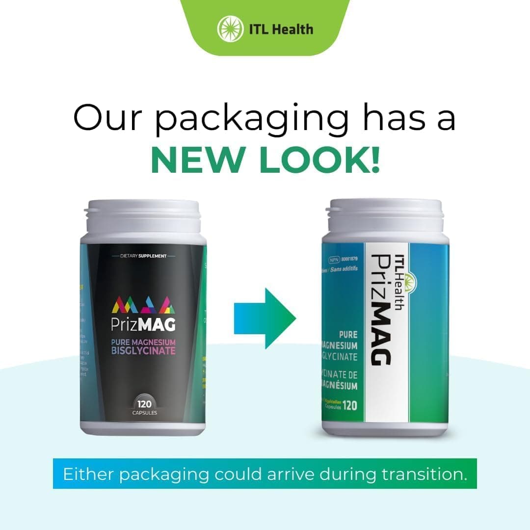 Mag365 PrizMAG from ITL Health | Pure Magnesium Bisglycinate | 120 Capsules | No Fillers, Stearates or Oxides | Promotes Healthy Tissue Formation, Bone & Teeth Support | Vegan, Eco-Friendly Packaging