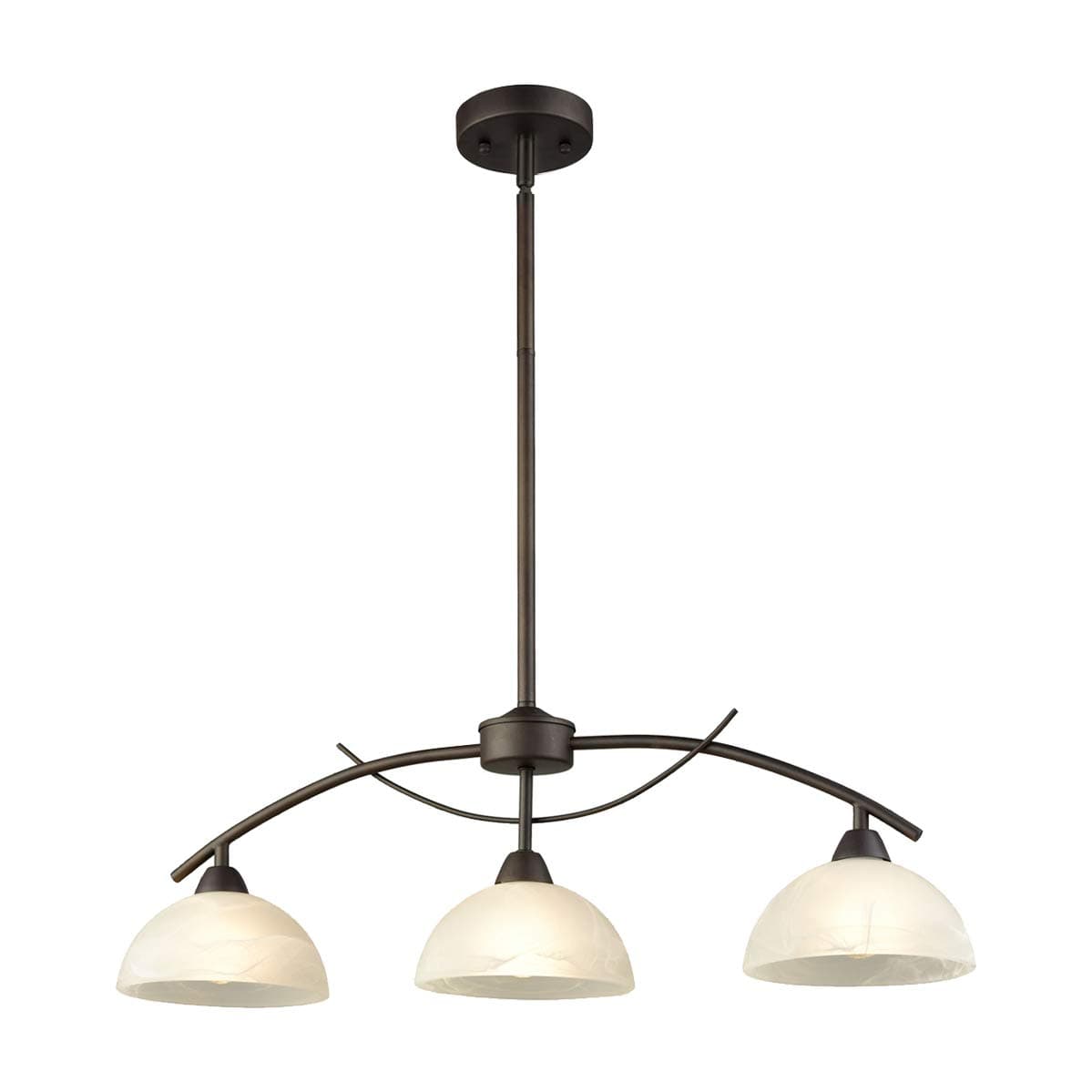 DAYCENT Vintage Frosted Glass Alabaster Shades Pendant Lighting for Kitchen Island 3-Light Rod-Hung Ceiling Hanging Light, Golden Bronze