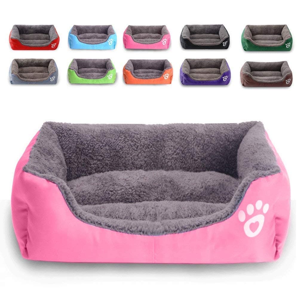MONIKI Dog Bed, Super Soft Pet Sofa Cats Bed, Non Slip Bottom Pet Lounger,Self Warming and Breathable Pet Bed Premium Bedding (M: 23"x17"x5" (58x43x13cm), rose red)