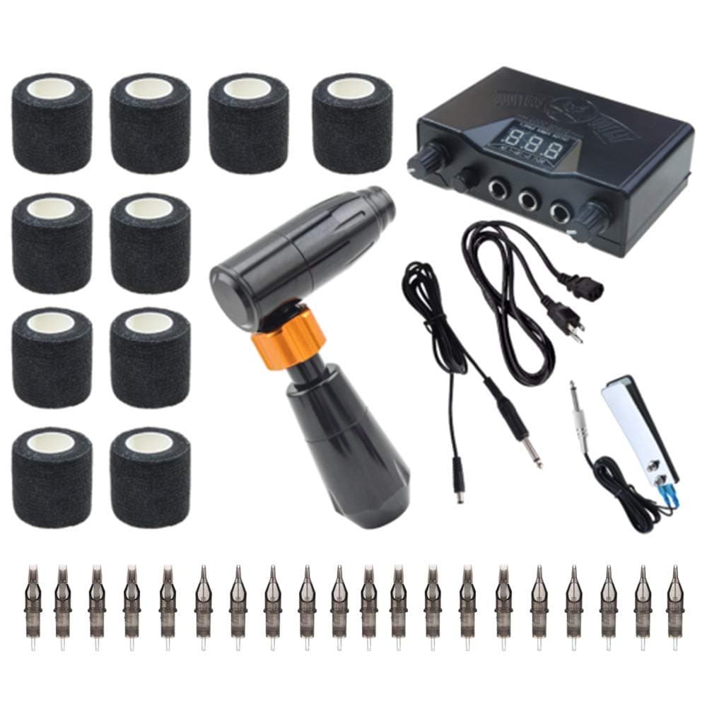 K2 THUNDER Rotary Tattoo Machine Gun Cartridges Gift Box Convention Kits (Black)