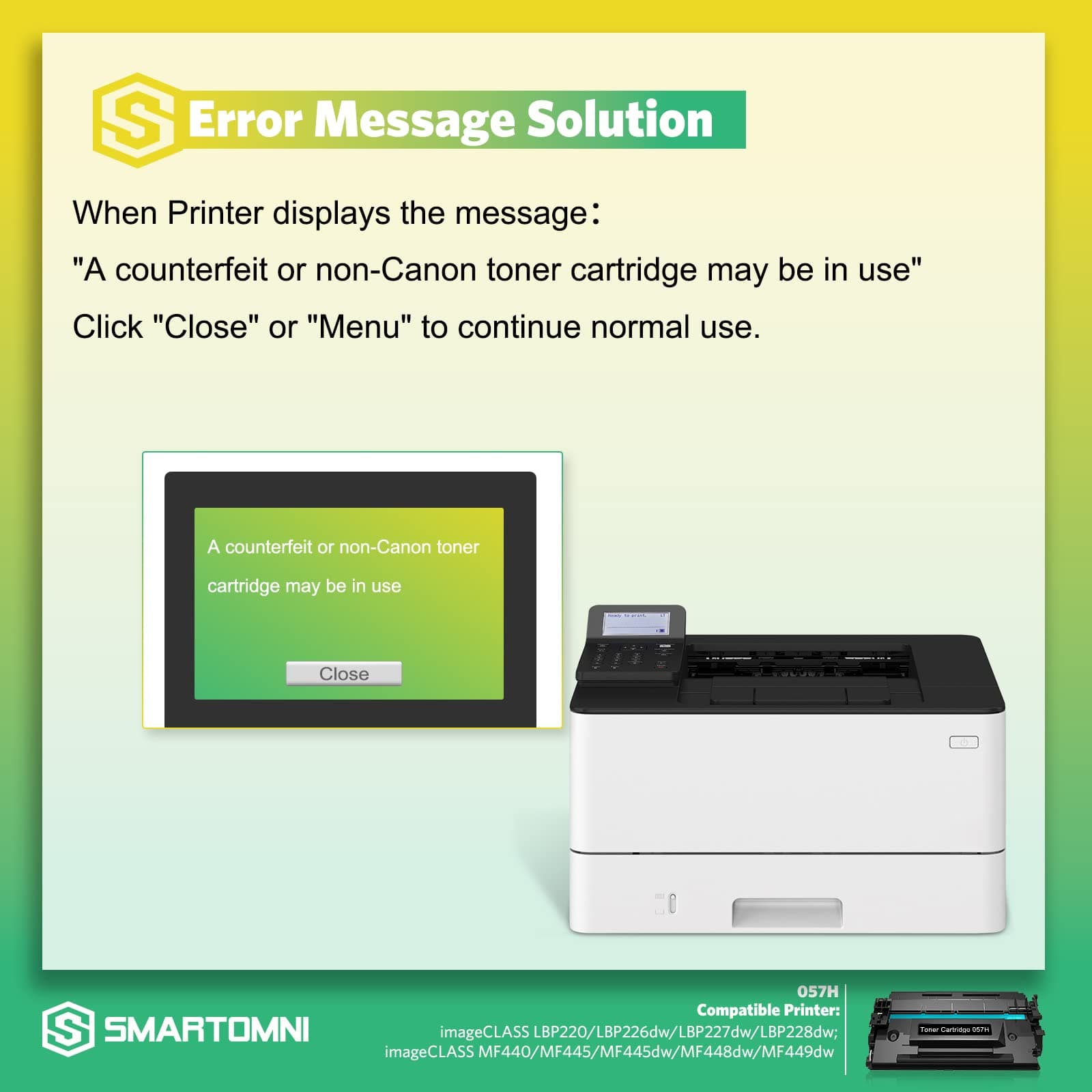 S SMARTOMNI Compatible 057H Toner Cartridge Replacement for Canon 057H 057 CRG-057 Cartridge Compatible with Canon ImageCLASS MF440 MF445dw MF448dw MF449dw LBP220 LBP226dw LBP227dw LBP228dw Printer