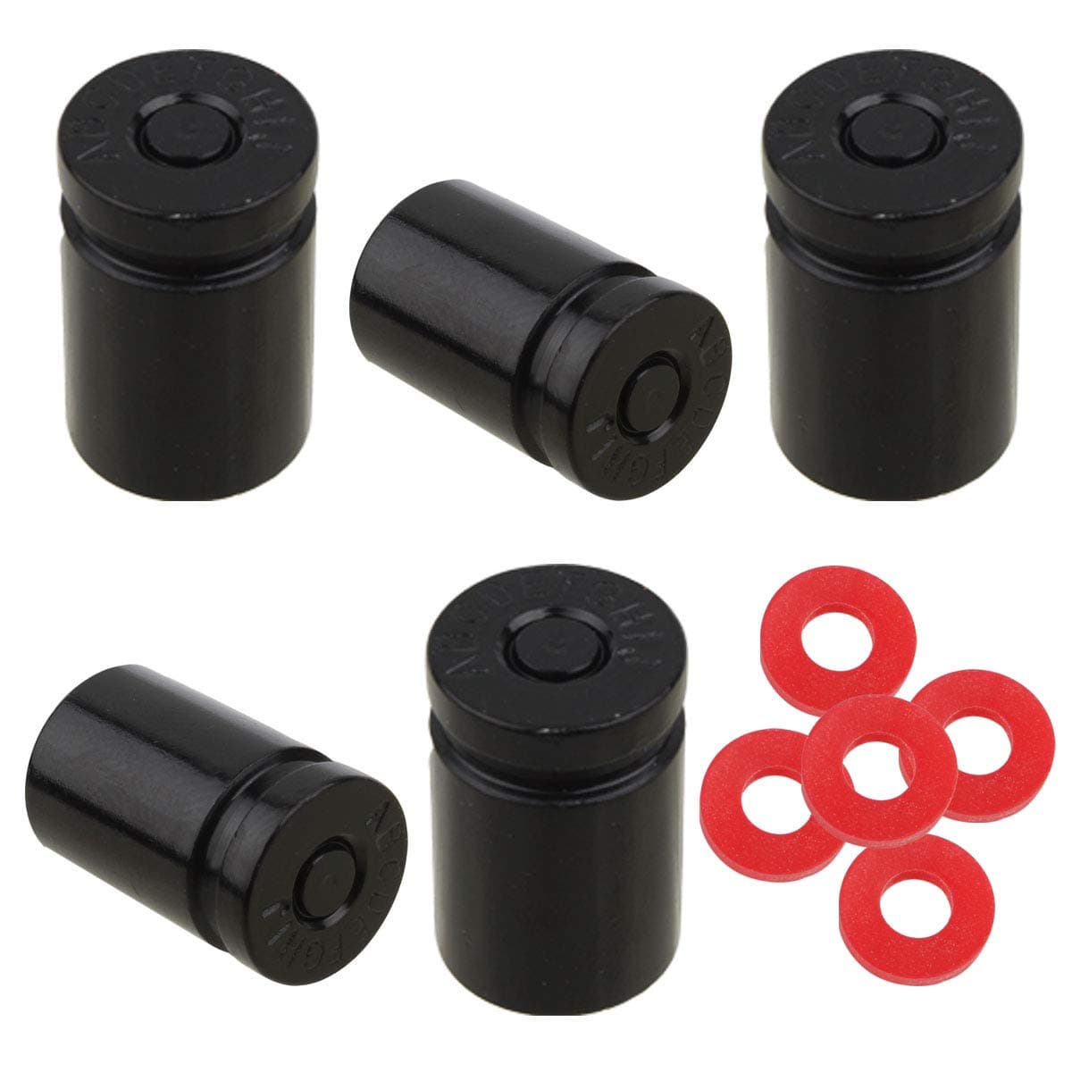 WINKA 5Pcs Car Tire Valve Stem Caps Bullet Aluminium Alloy Dustproof Tire Valve Stem Covers Universal for Cars with O Rubber Ring Wheel Valve Caps Tire Valve Cap Dust Cover for Car Accessories (Black)