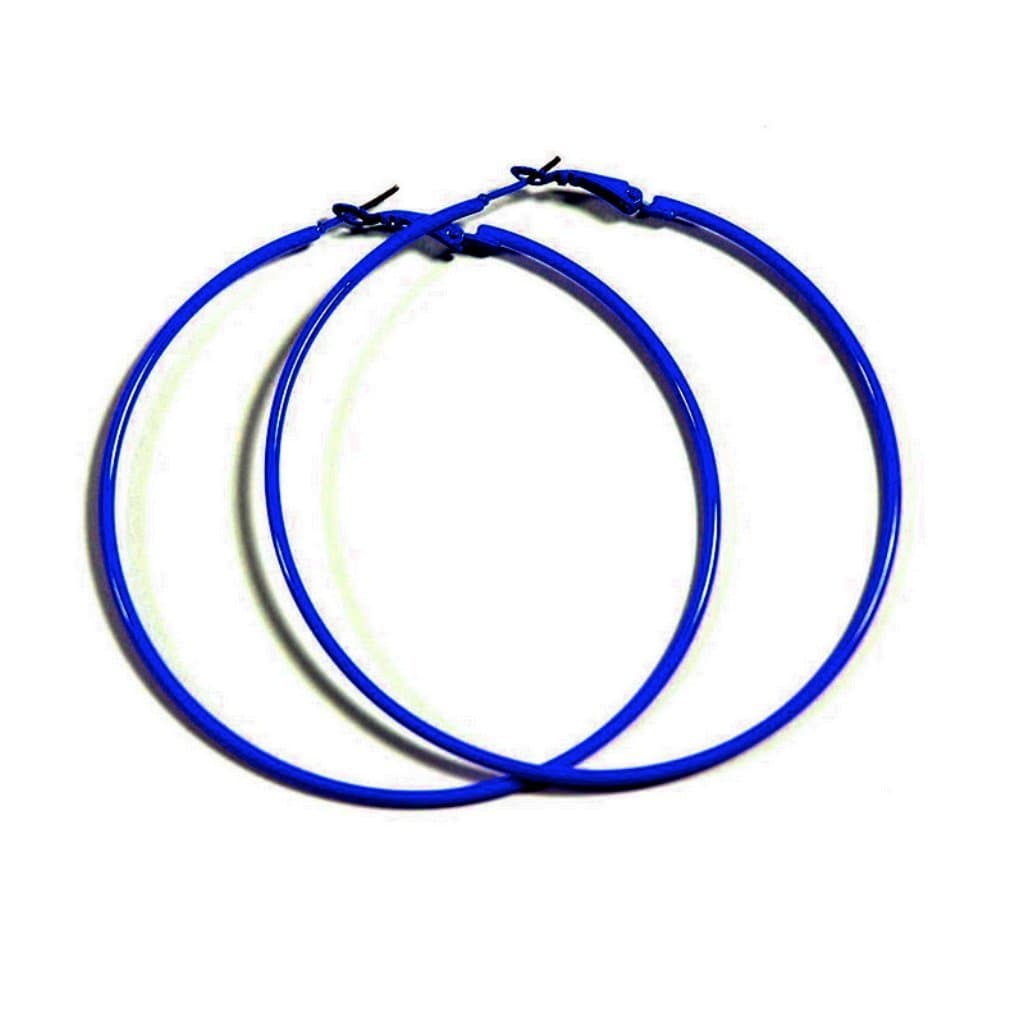 NeonEarringsNEON BLUE Hoop Earrings 50mm Circle Size - Bright Flourescent, Vibrant Colors