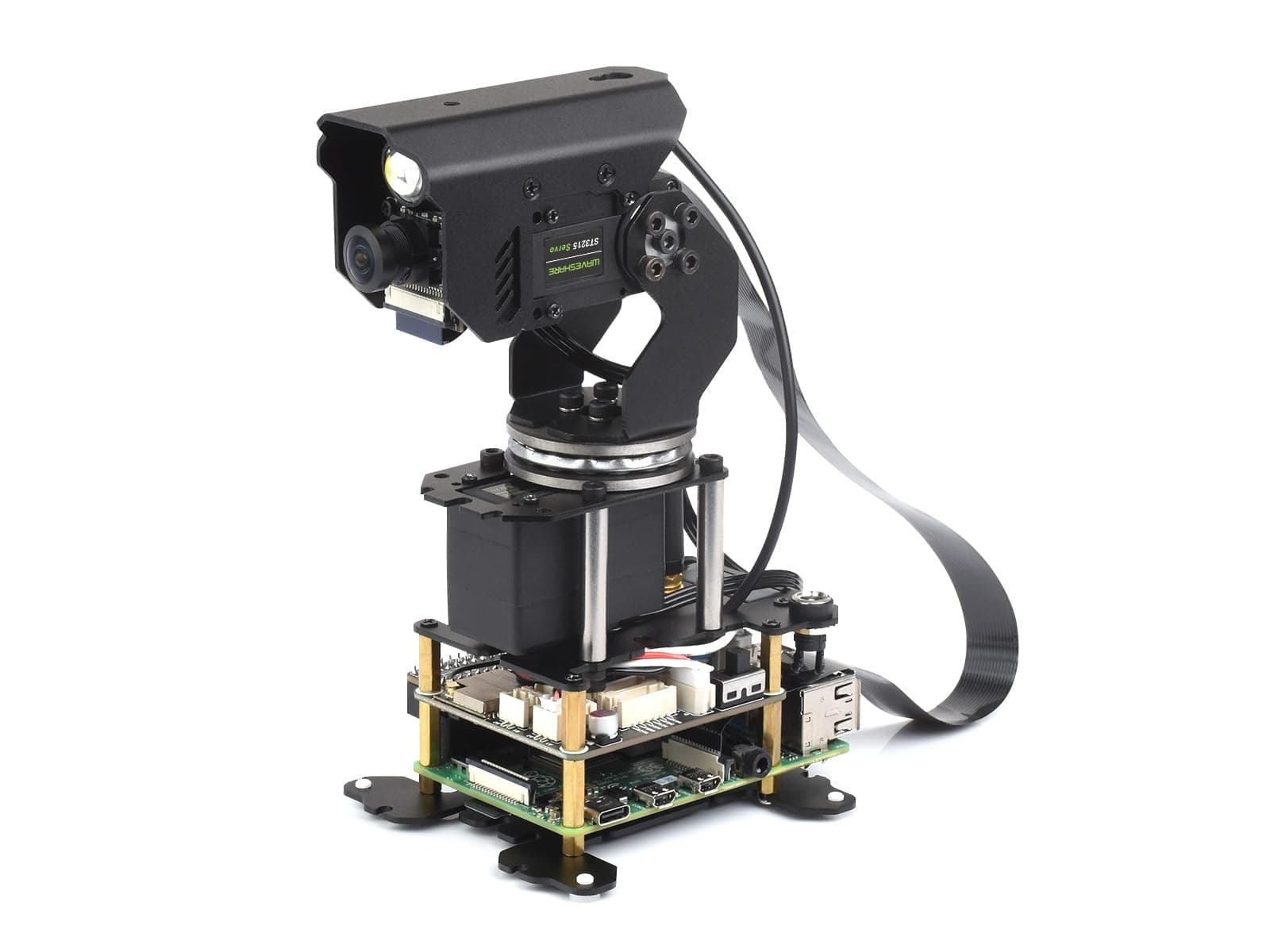 Waveshare 360° Omnidirectional High-Torque 2-Axis Expandable Pan-Tilt Camera Module, Compatible with Raspberry Pi 4B / 5, Driven by Serial Bus Servos, Based On General Driver Board for Robots