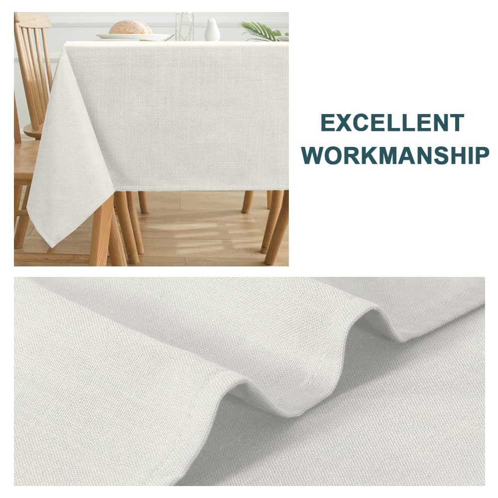 FantasDecor Rectangle Tablecloth for Rectangular Tables Wrinkle Resistant and Waterproof Linen Fabric Cover for Dining Room and Outdoor Use, Ivory, 54 x 80 Inch
