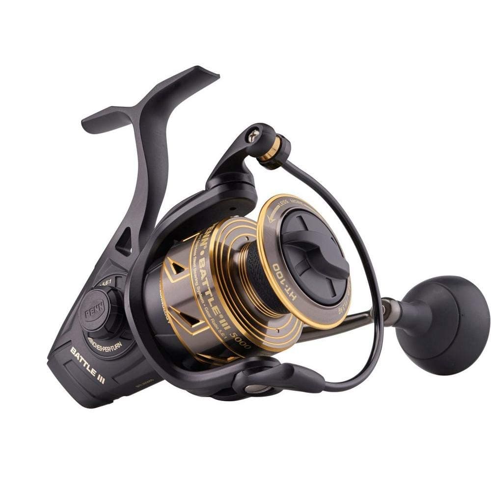 PENN Battle Spinning Reel Kit, Size 5000, Includes Reel Cover and Spare Anodized Aluminum Spool, Right/Left Handle Position, HT-100 Front Drag System