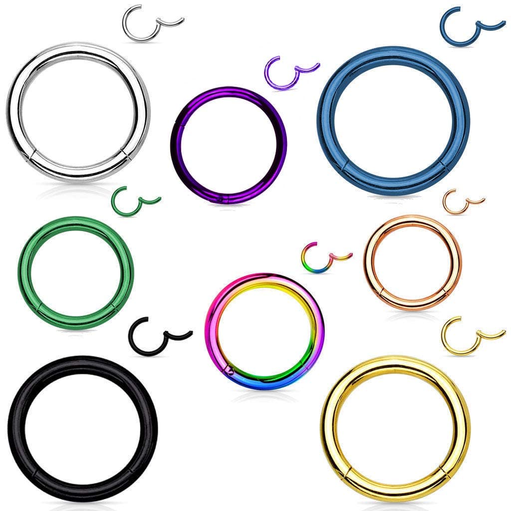 TOPBRIGHT 8pcs Seamless Septum Rings Clicker 16G Stainless Steel Hinged Segment Rings for Daith and Lip Piercing (6 mm)