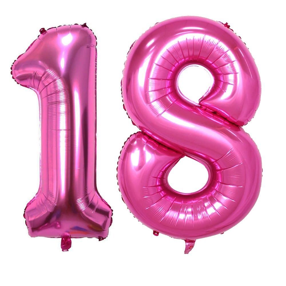 Tellpet Pink Number 18 Balloon, 40 Inch