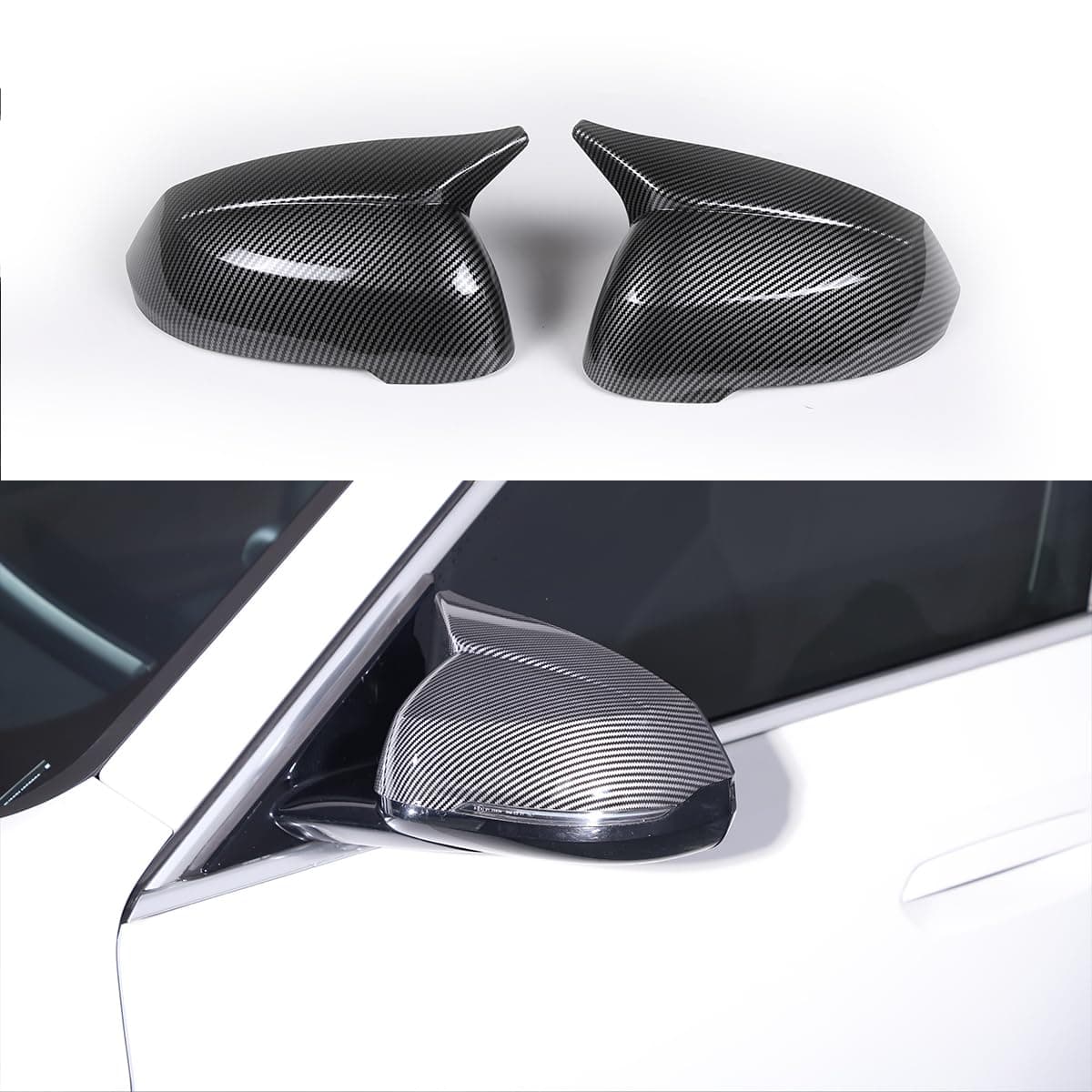 Side Mirror Cover Trim Carbon Fiber Rearview Mirror Cover Decoration Accessories Compatible with BMW X1 U11 2023-2024 Car Exterior Door Side Rear View Mirror Protector Cover (Carbon Fiber)