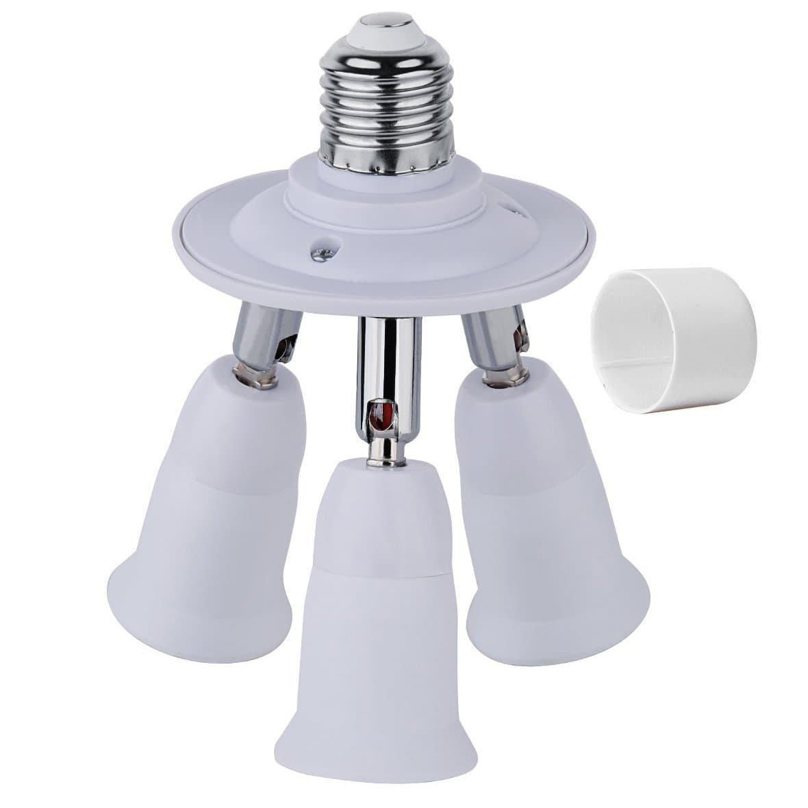 3 in 1 E27 E26 Socket Adapter Splitter,E26 E27 Universal lamp Holder with 360 Degrees Adjustable 180 Degree Bending