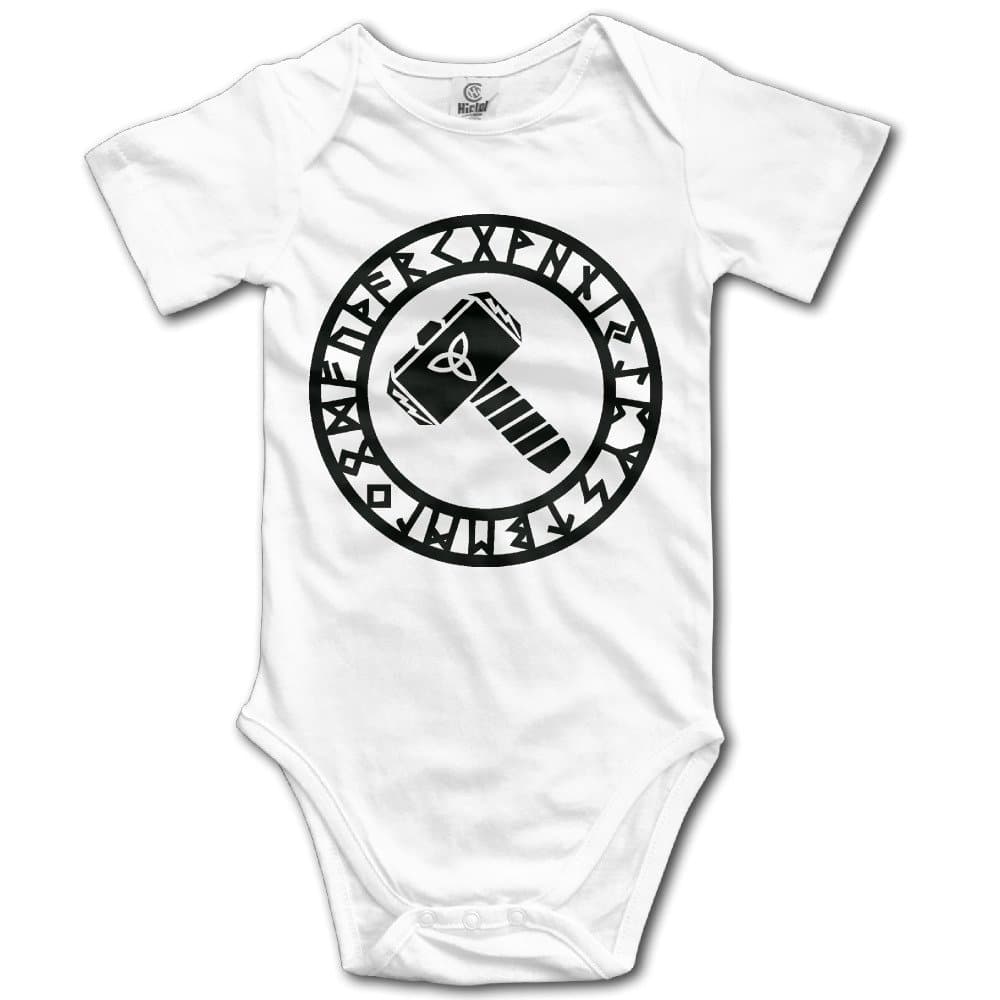 Unisex Baby Onesies Thors Hammer Runes Circle