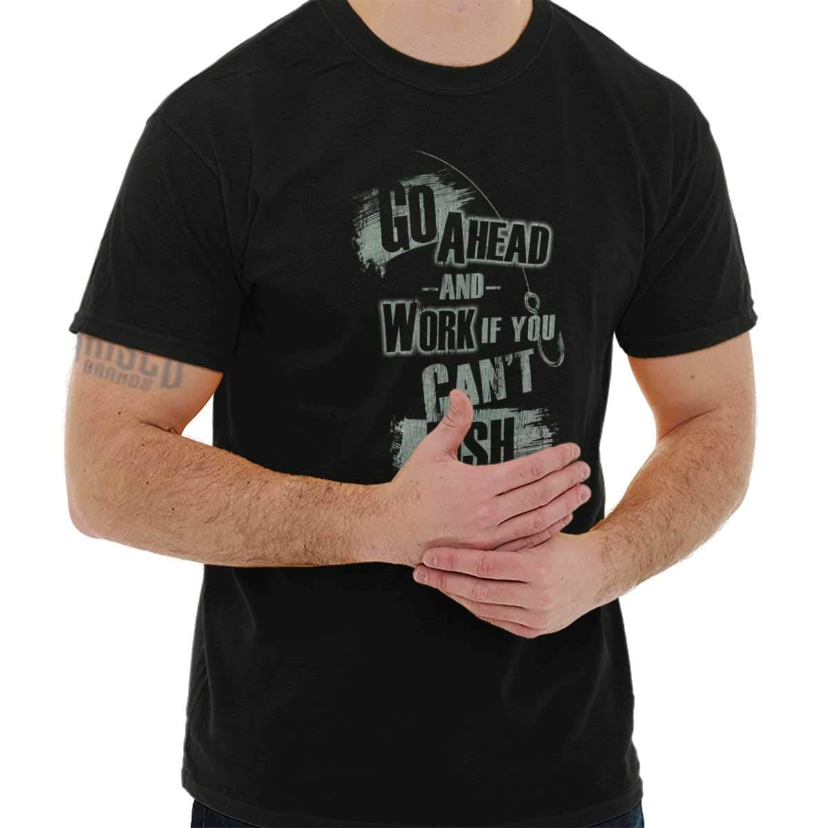 Meadow Creek Fishing Humor Anglers Fly-Fishermen Mens Graphic T Shirt Tees Black