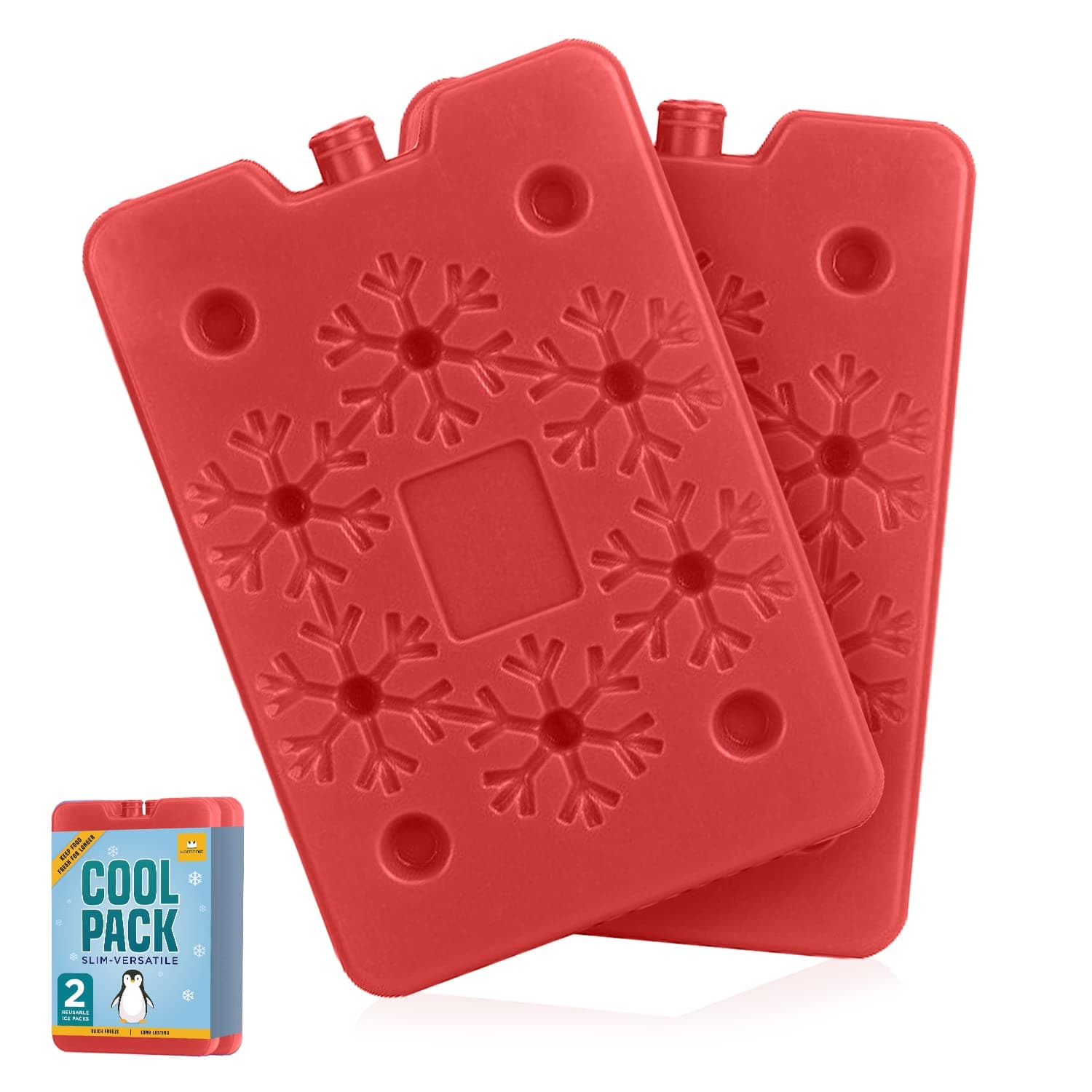 Hamaniz Ice packs For Lunch Box and Cooler, BPA Free, Reusable and Long Lasting, Slim Freezer Packs, Lightweight Design Chiller Pads for School, Camping, Picnic, work, Keeps Food Fresh (Red, Set of 2)