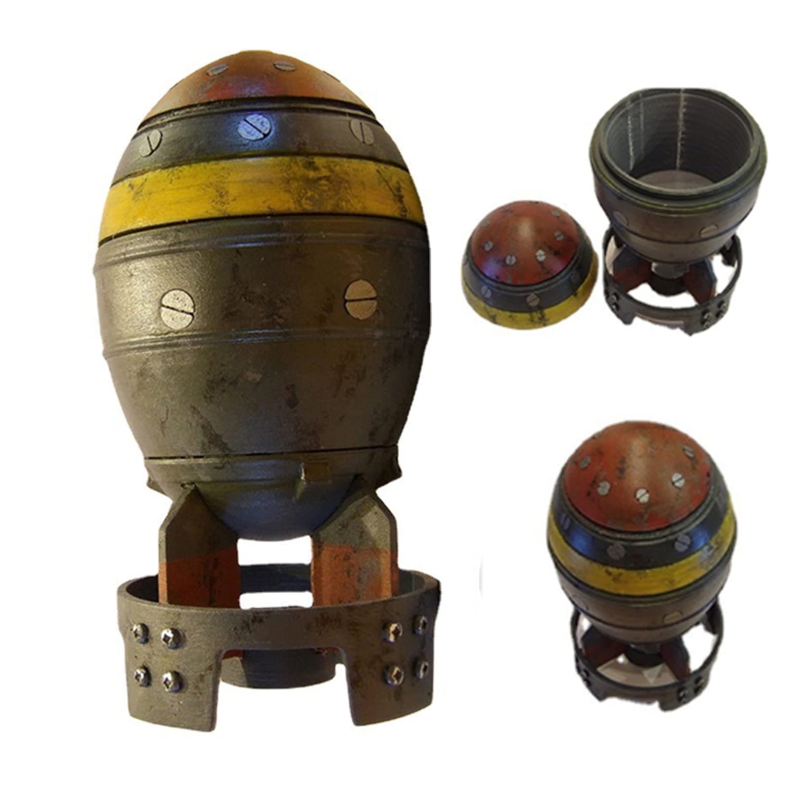 Zteng 7.9 Inch Mini Nuke Bomb Storage Box, Creative Resin Handmade Crafts,3D Mini Retro Model Rocket Resin Storage Bin, Key Storage Decor Small Box for Desktop Home Decor (7.9in)