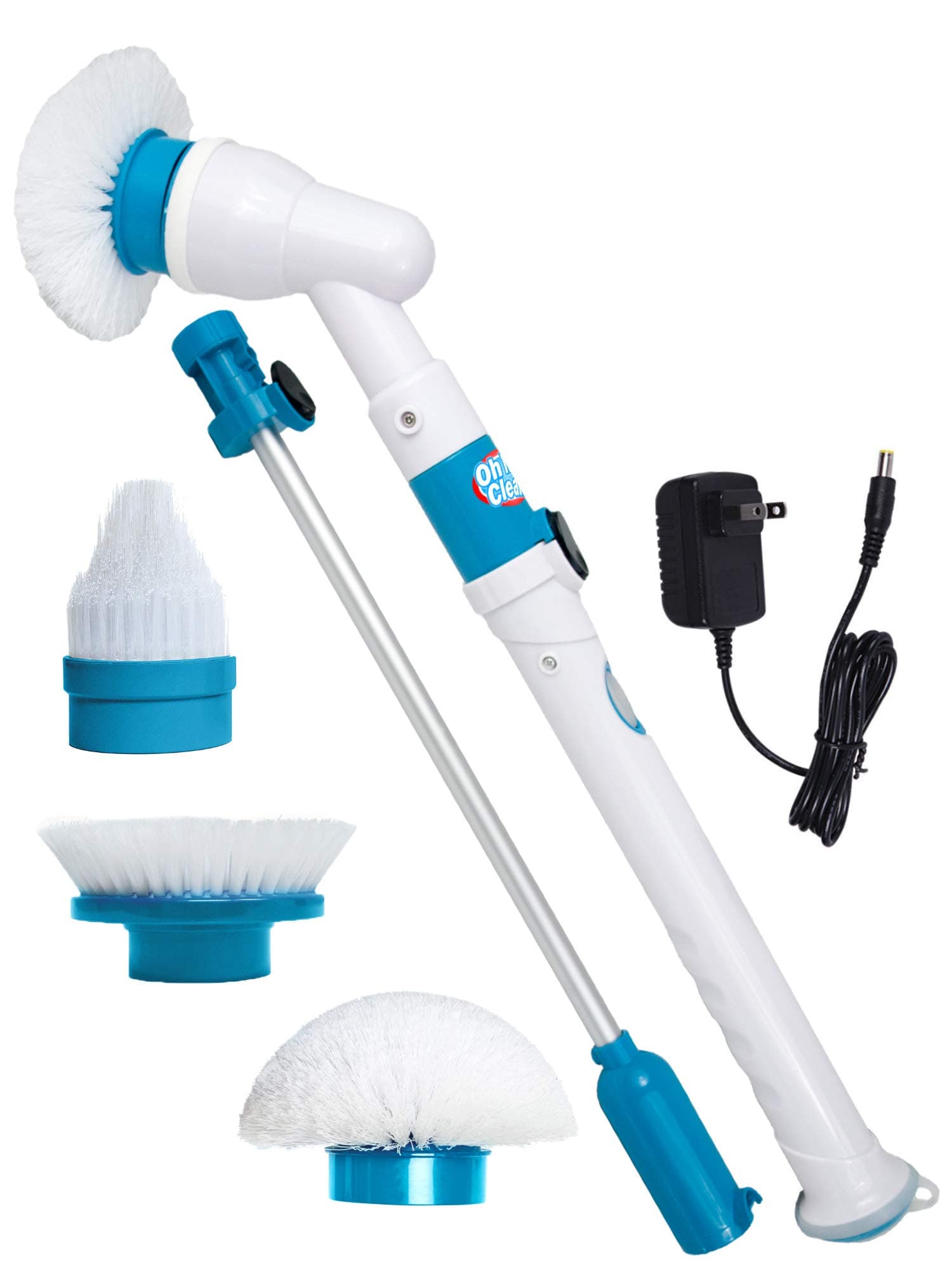 Power Spin Scrubber Cleaning Brush - Upgraded Deluxe Electric Scrubber with 3 Brush Heads, Extension Pole, Rechargeable Battery - Turbo Cordless Handheld Bathroom, Floor, Tile, Shower, Bathtub Cleaner