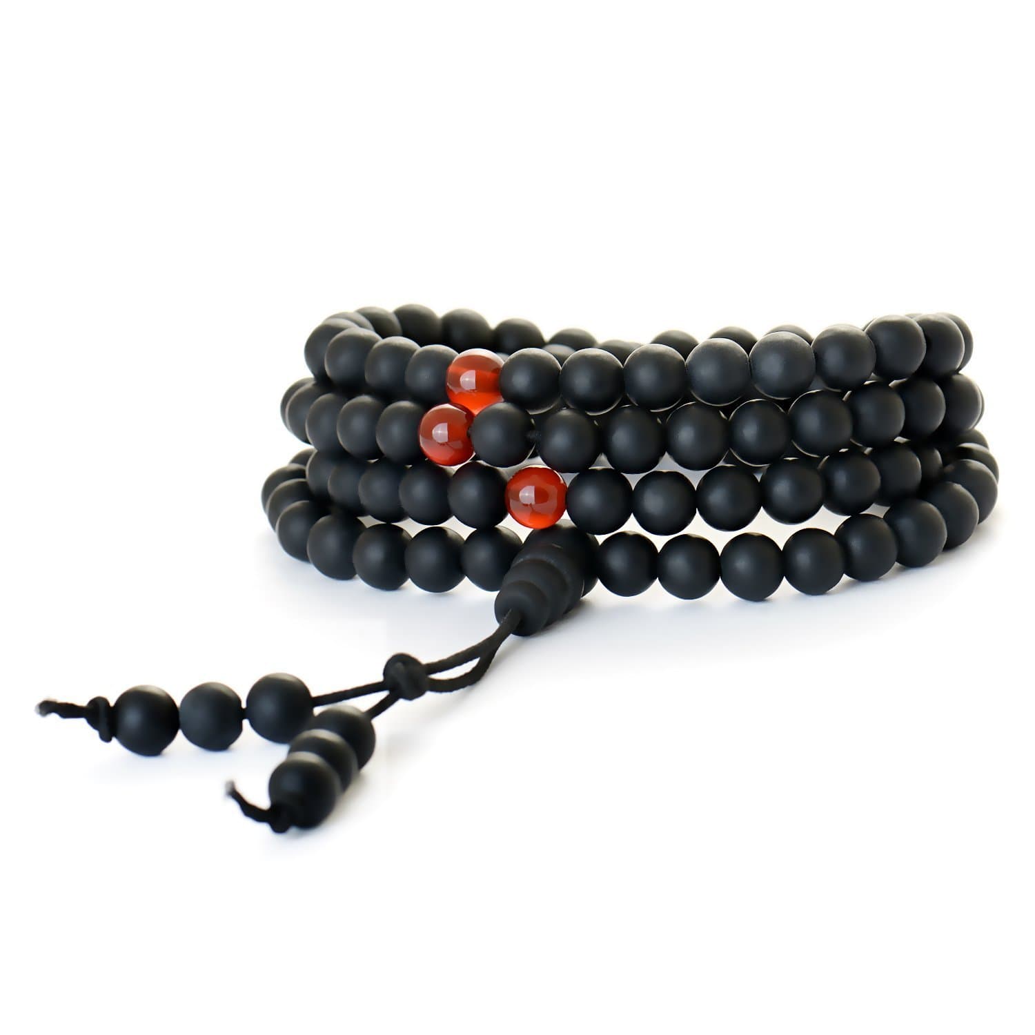 Corciosy Mala Beads - Buddhist Prayer Beads - Tibetan Mala Necklace - 108 6mm Matt Healing Bian Stones Beaded Wrap Bracelet - Chakra Jewelry for Meditation(Style2)