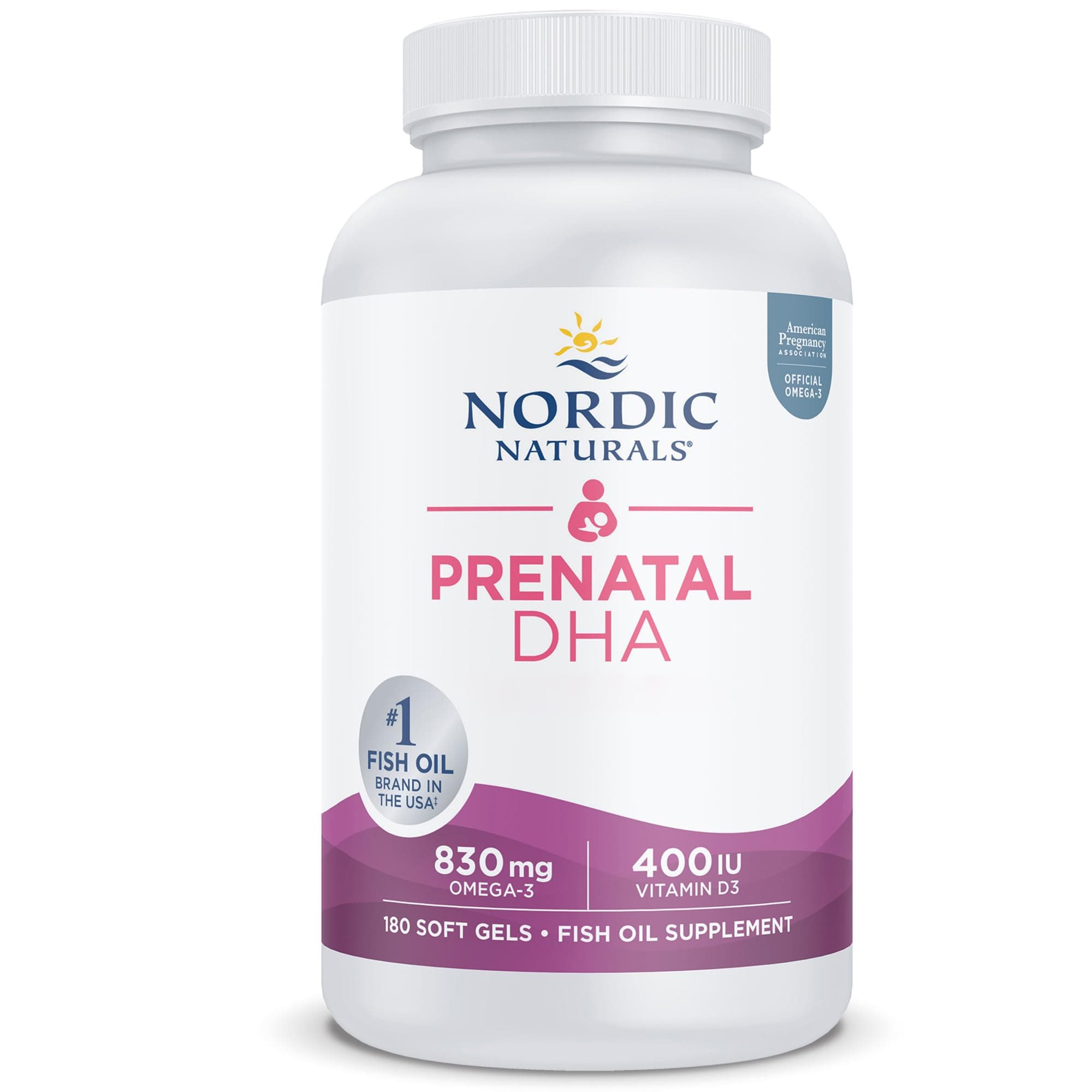 Prenatal DHA, 830mg Omega-3 with EPA and DHA, Highly Dosed, Flavourless, 180 Softgels, Lab-Tested, Soy Free, Gluten Free, Non-GMO