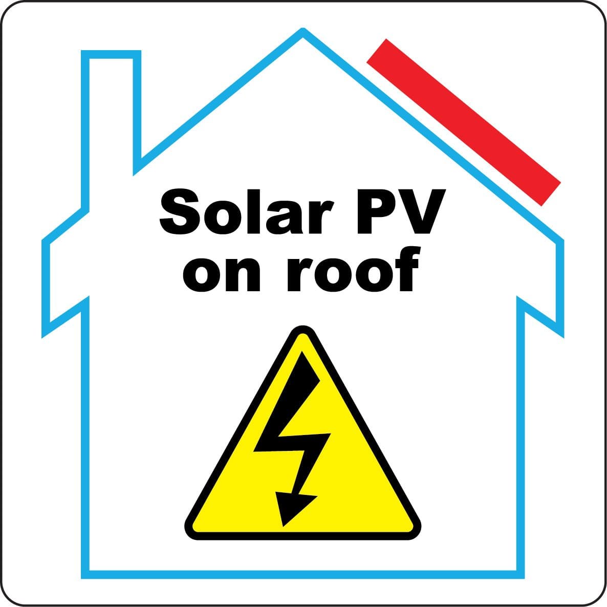 Solar PV on Roof Label - 100mm x 100mm - Price per Pack of 5 Labels (P/NO. 7829130)