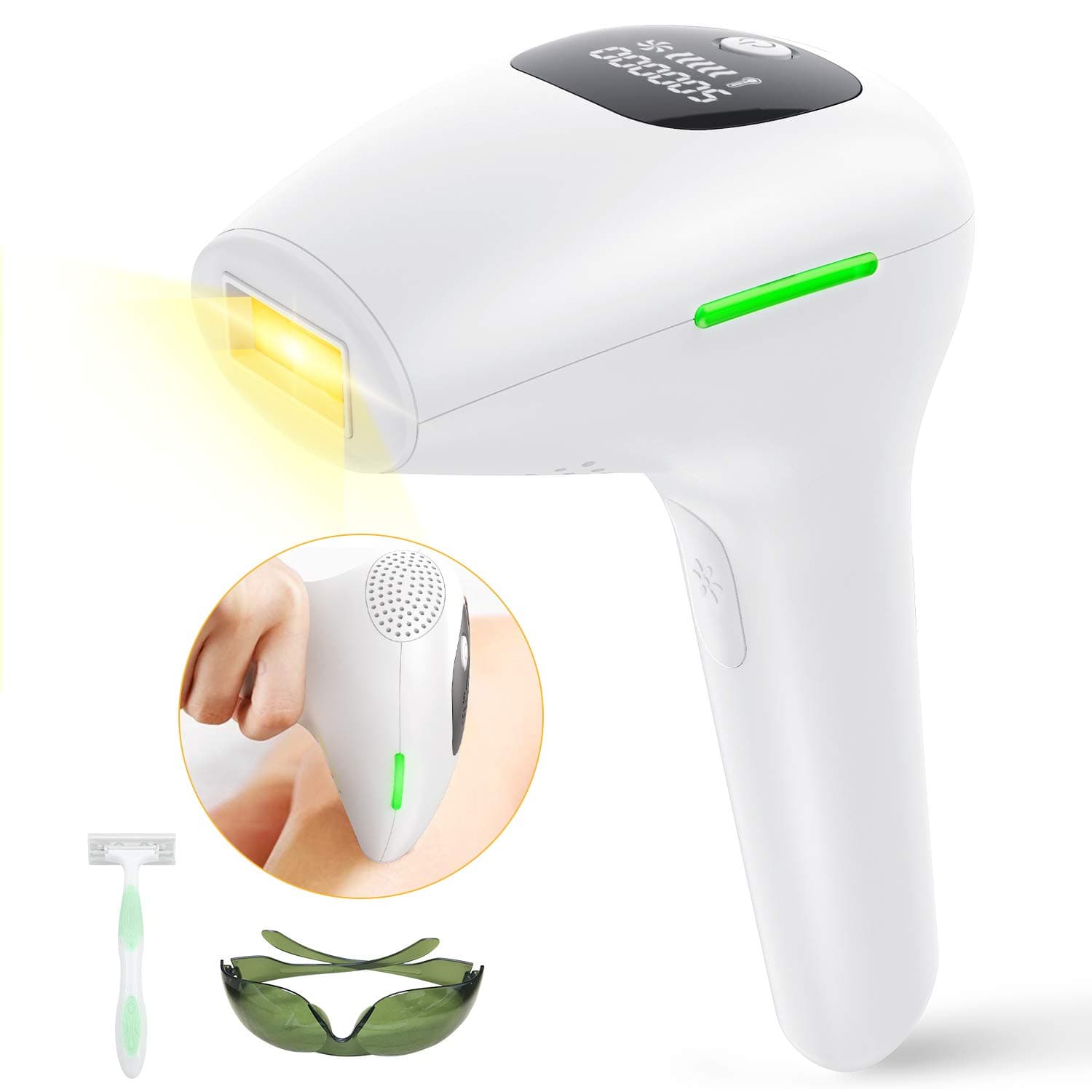 DJROLL IPL Hair Removal System, Hair Remover 500,000 Flashes Permanent Painless for Face Bikini Underarms and Body