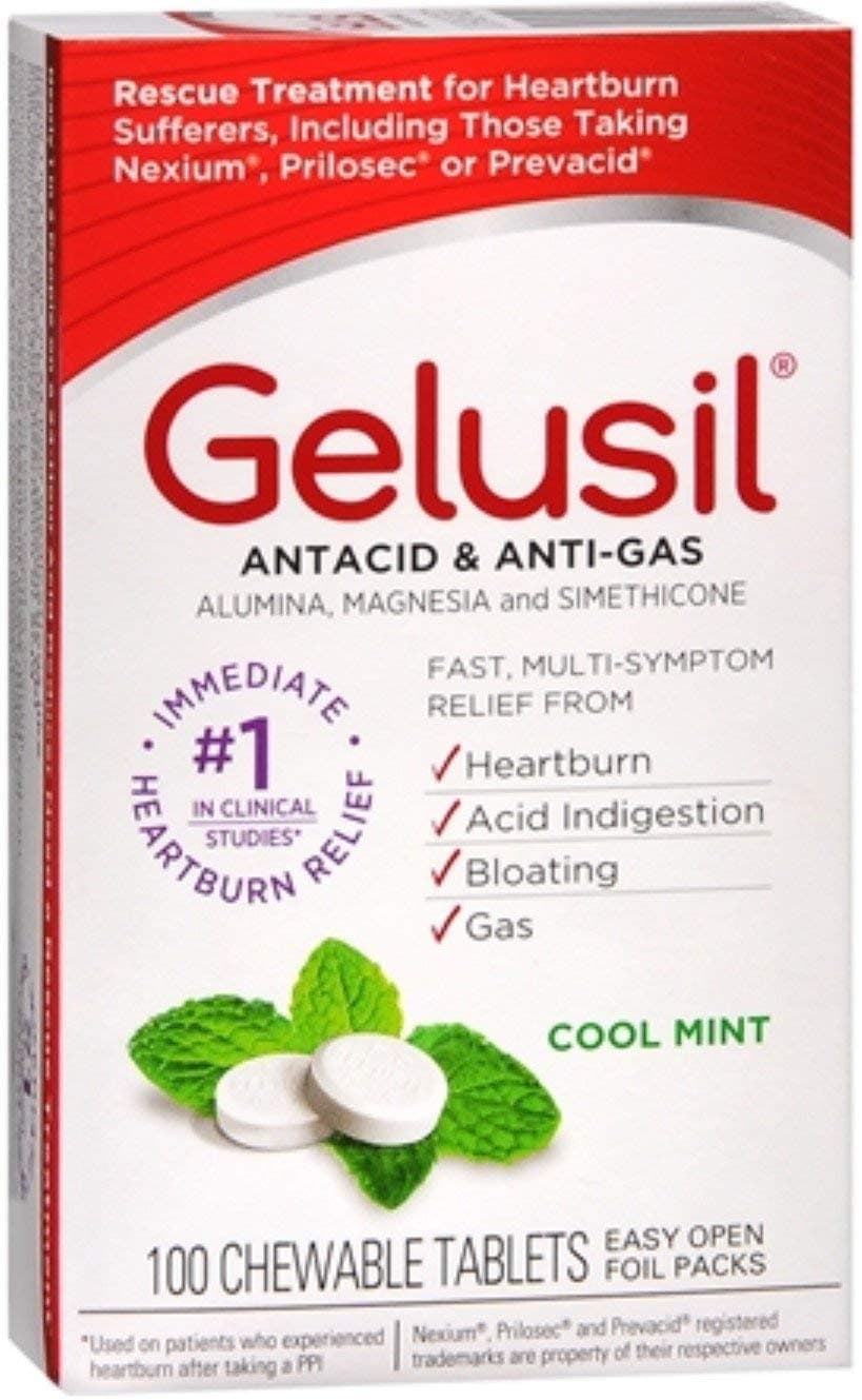Antacid/Anti-Gas Tablets Cool Mint, 100 Tablets (Pack of 10)