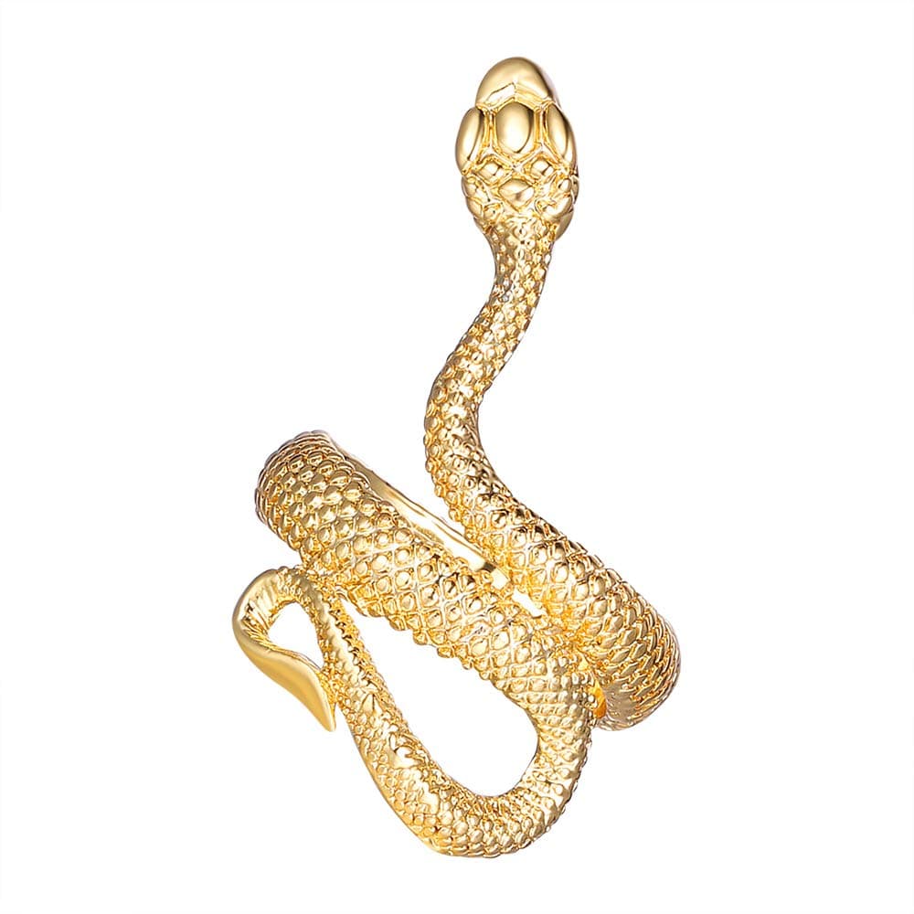 Snake Ring Animal Punk Vintage Ring for Men Women Retro Opening Adjustable Ring (Gold)