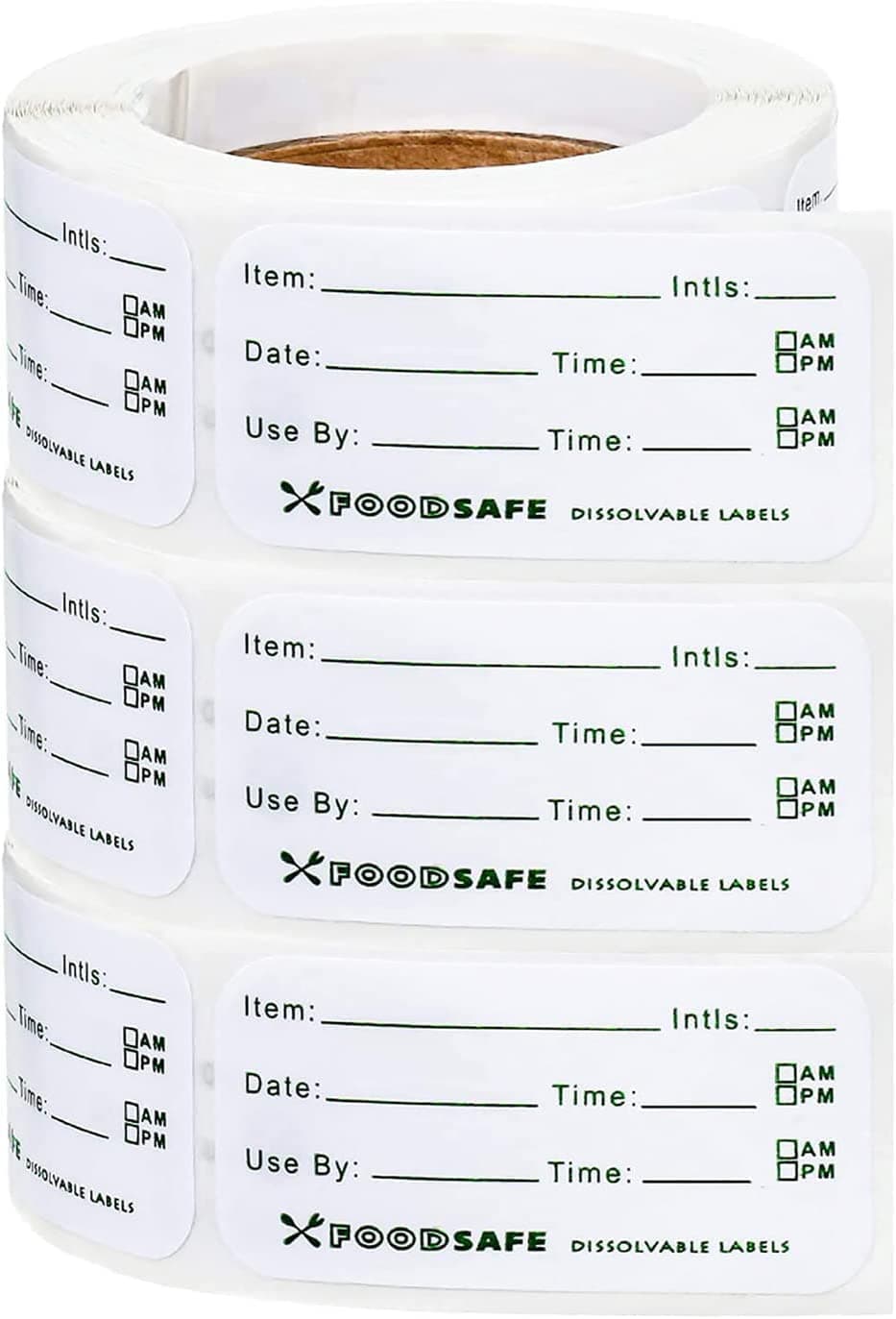 3 Rolls Food Storage Labels, Food Sticker, 900 Pcs Removable Freezer Labels, Dissolvable Food Date Classification Labels, Used for Glass, Metal, Plastic Containers, Refrigerator, Home and Restaurant