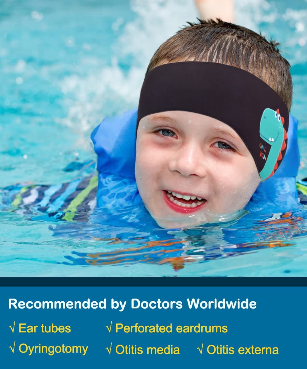 MoKo Swimming Headband for Kids & Adults, Cute Swimmers Headband Ear Band Waterproof Ear Protection Band (S Size for Kids Age 1-2, M Size for Kids Age 3-9, L Size for Kids Age 10+ and Adults)