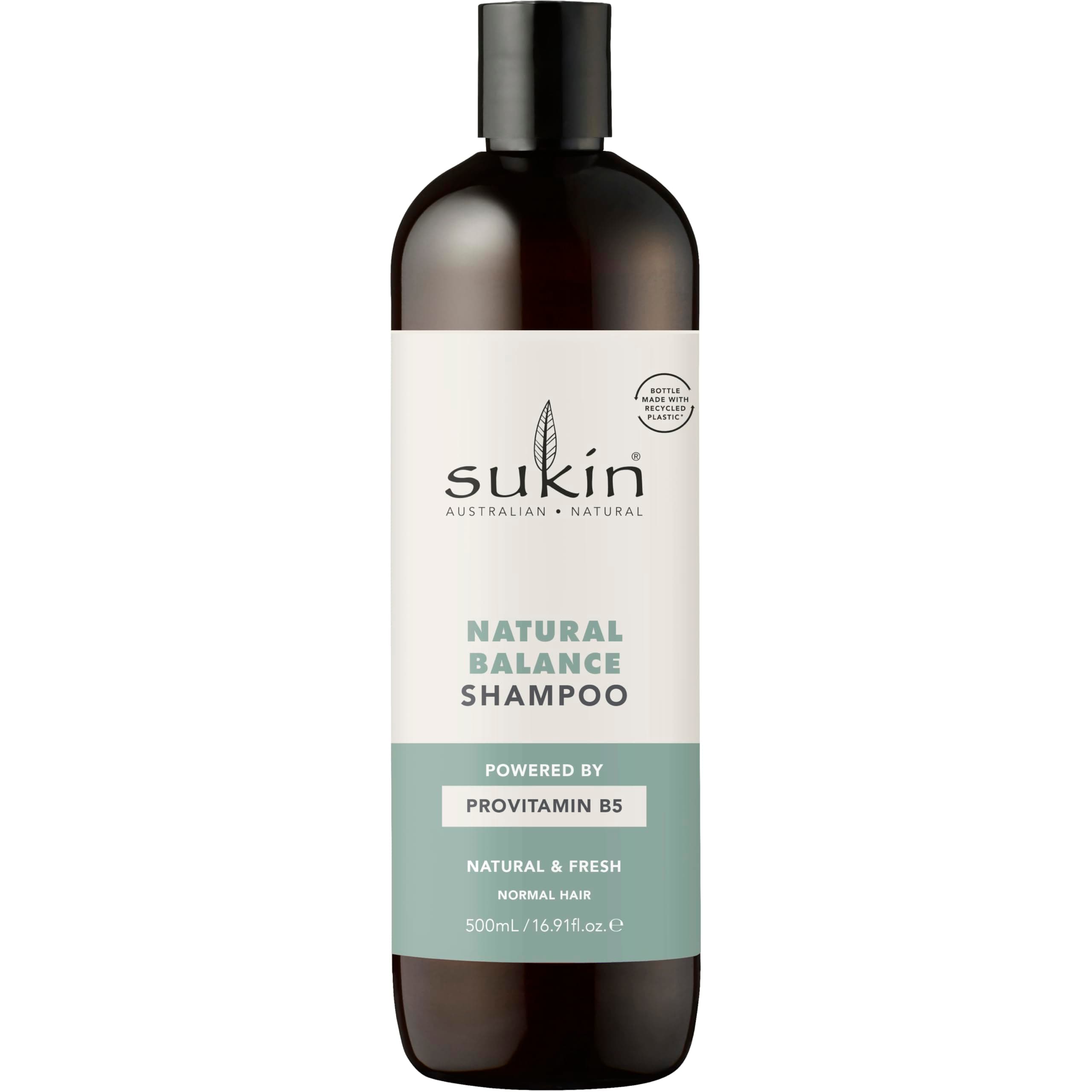 Sukin Natural Balance Shampoo 500ml - maintains naturally balanced hair - with an infusion of baobab, burdock & nettle extracts; cruelty free & vegan friendly.