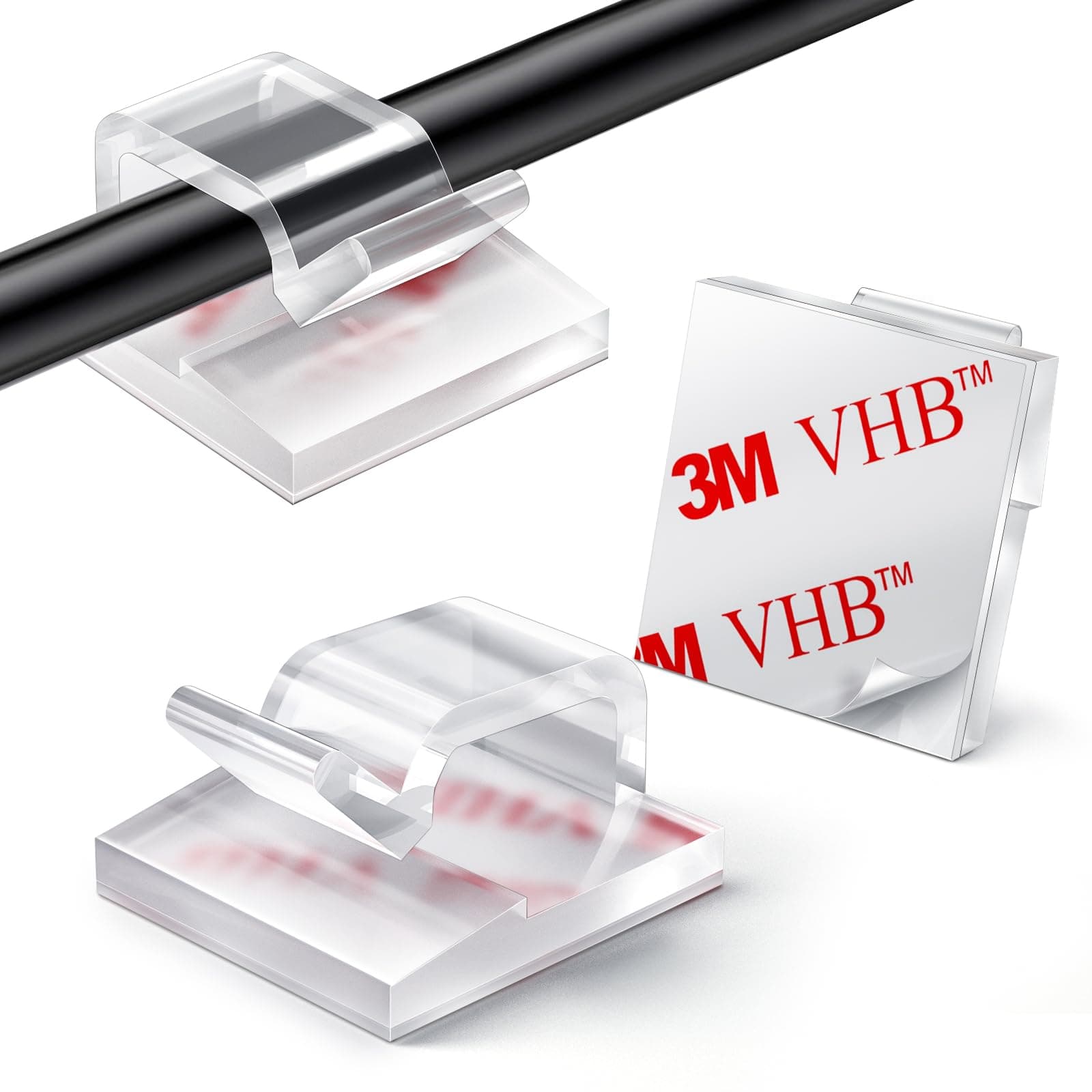 60Pcs Outdoor Light Hooks, Adhesive Fairy Light Clips, Sticky Cable Organizer Holder, Indoor Light Clips for Hanging Christmas Lights, Wall Cable, String Lights, Decorations (Clear, Small)