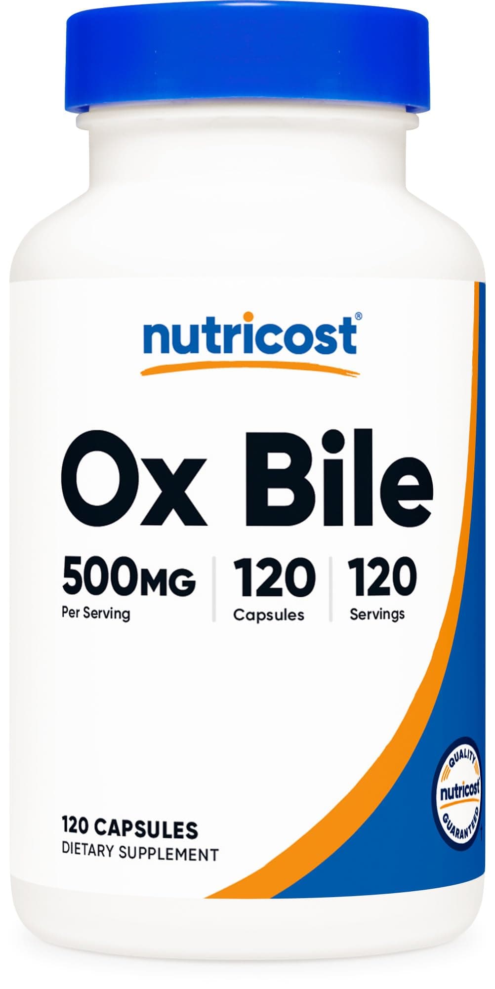 Ox Bile Capsules 500mg Per Serving (120 Capsules) - Gluten Free & Non-GMO