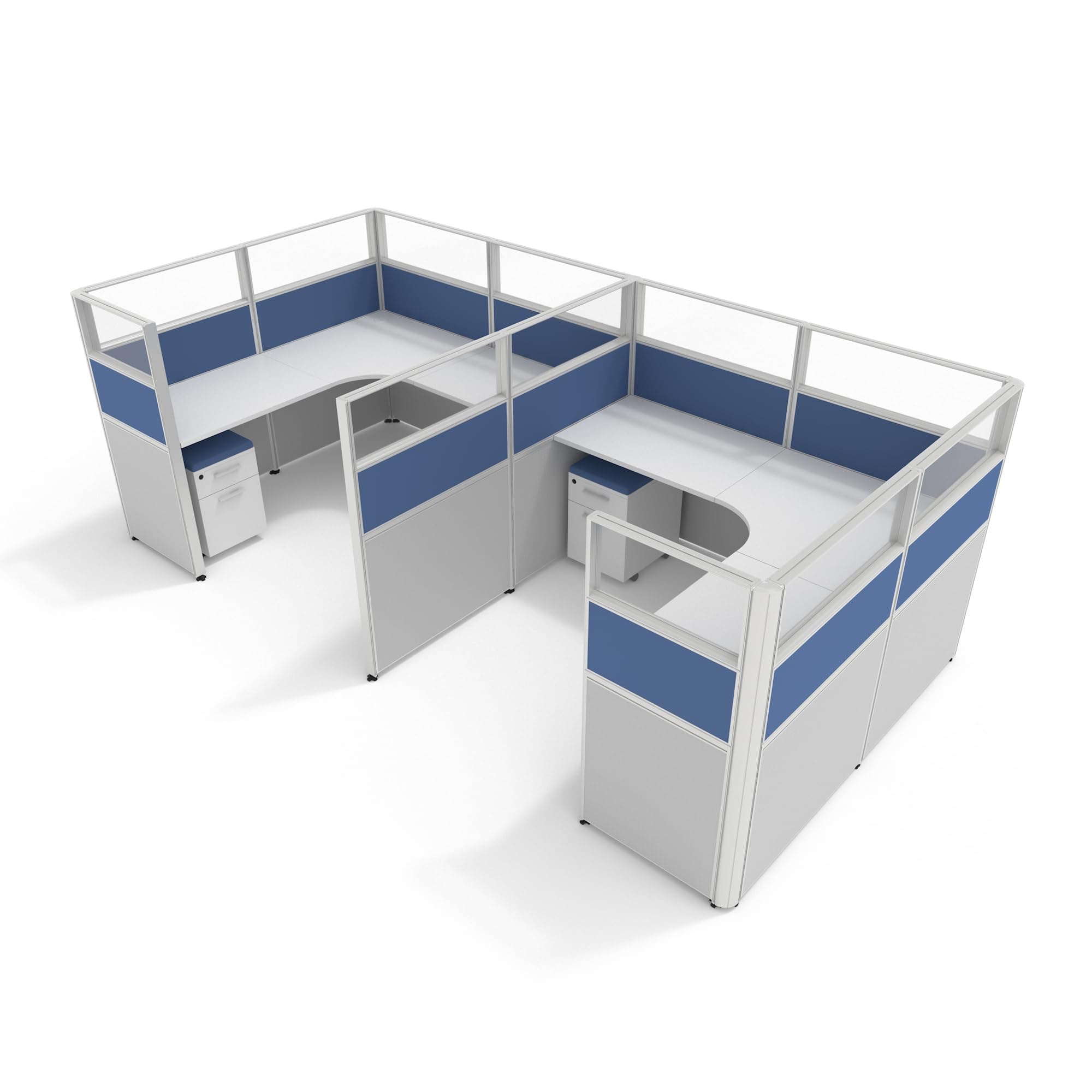 SUNLINE Office Cubicle Kit - Modular Office Furniture Kit with 7 Layout Options, Adjustable Panels and Mobile Storage, Easy-Assembly Desk System for Modern Workspaces - Blue
