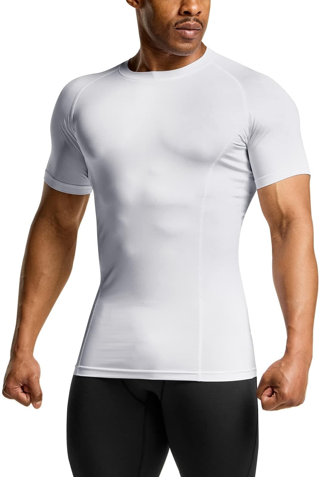 WawasiaMen's Cool Dry Short Sleeve Compression Shirts, Short Sleeve Athletic Compression Tops Cool Dry Workout T Shirt, Athletic Workout Running Performance Baselayer Underwear