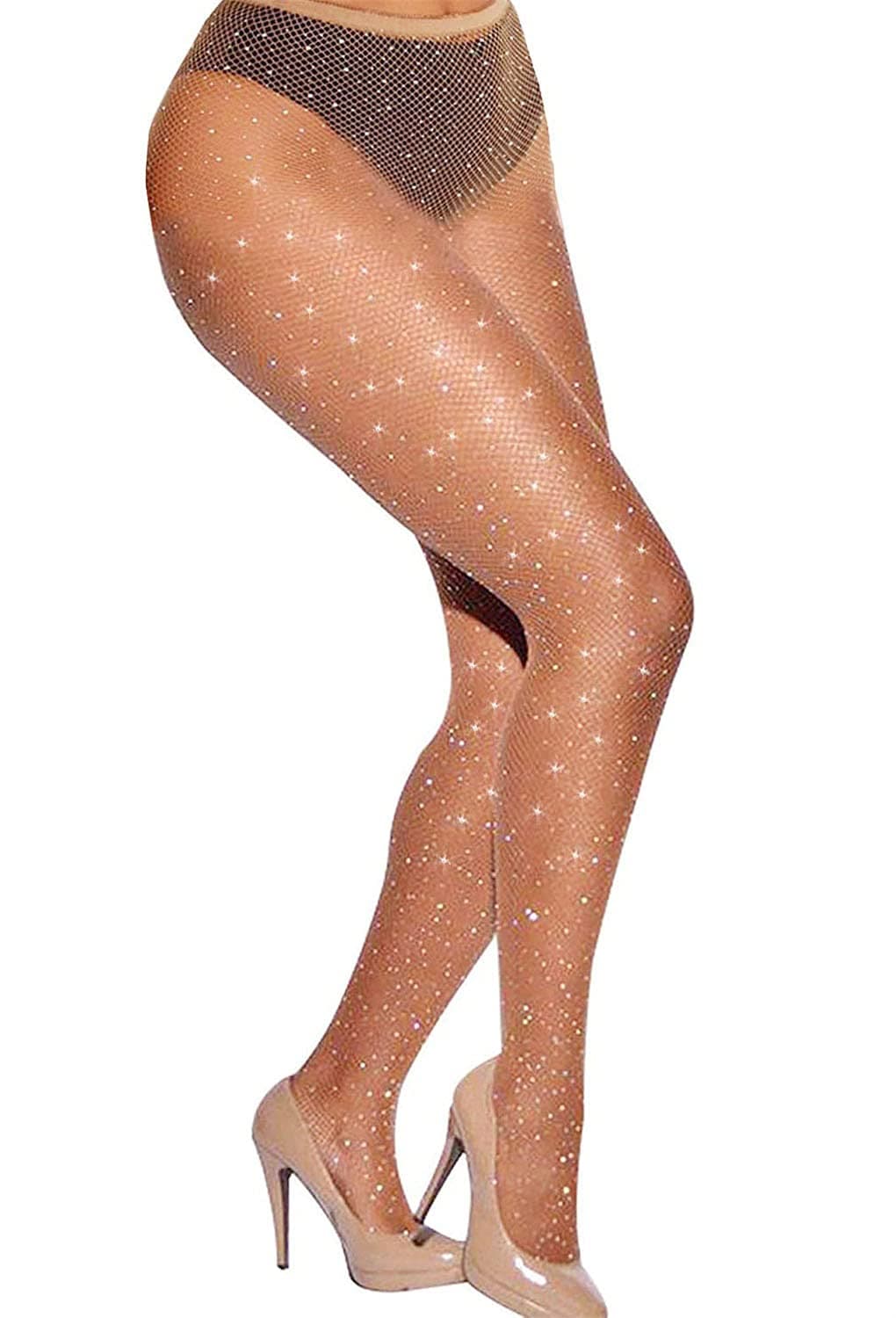 Women's Rhinestone Fishnet Tights Sparkle Fishnet Stockings Carnival Glitter Tights