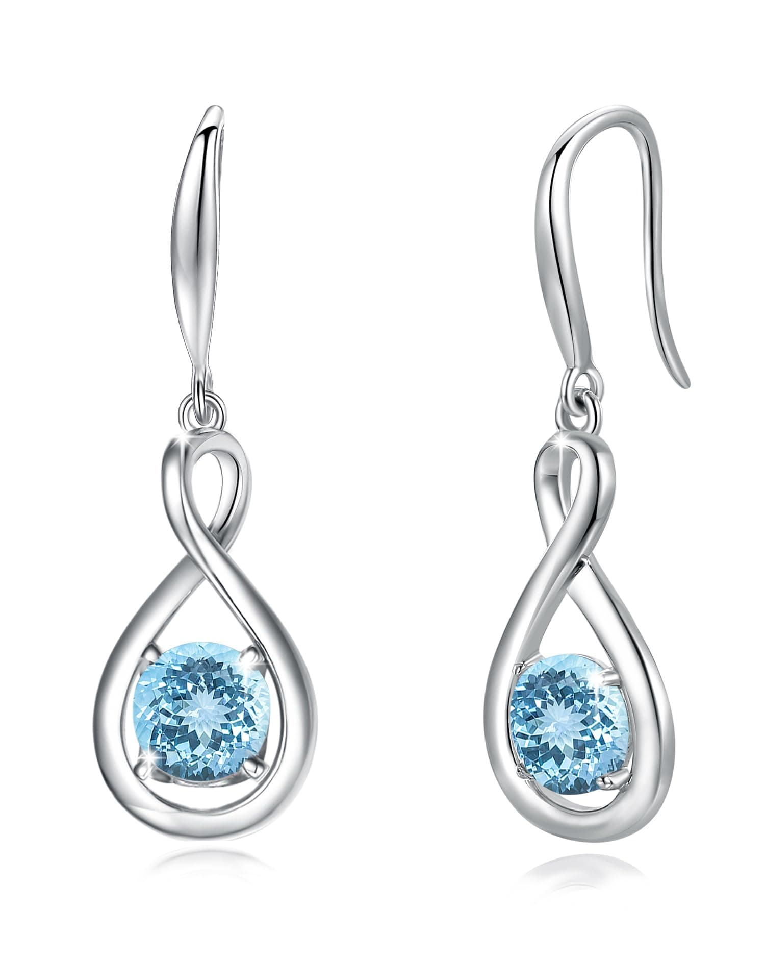 Ohrringe Sterlingsilber 925 Hängend Zierlich Infinity Edelstein Geburtsstein Baumelnde Ohrringe Feiner Schmuck Geburtstagsgeschenke für Damen