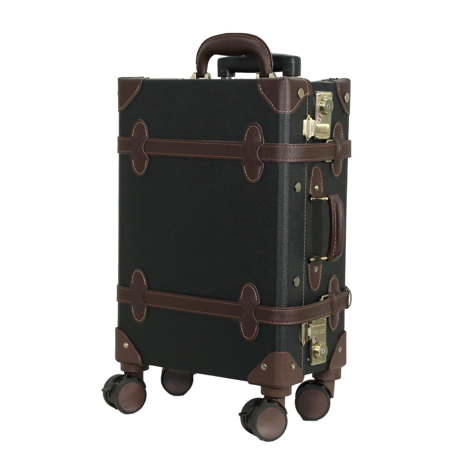 Trolley Luggage Vintage suitcase with TSA Lock [81-55035-10](X-Small, Black)
