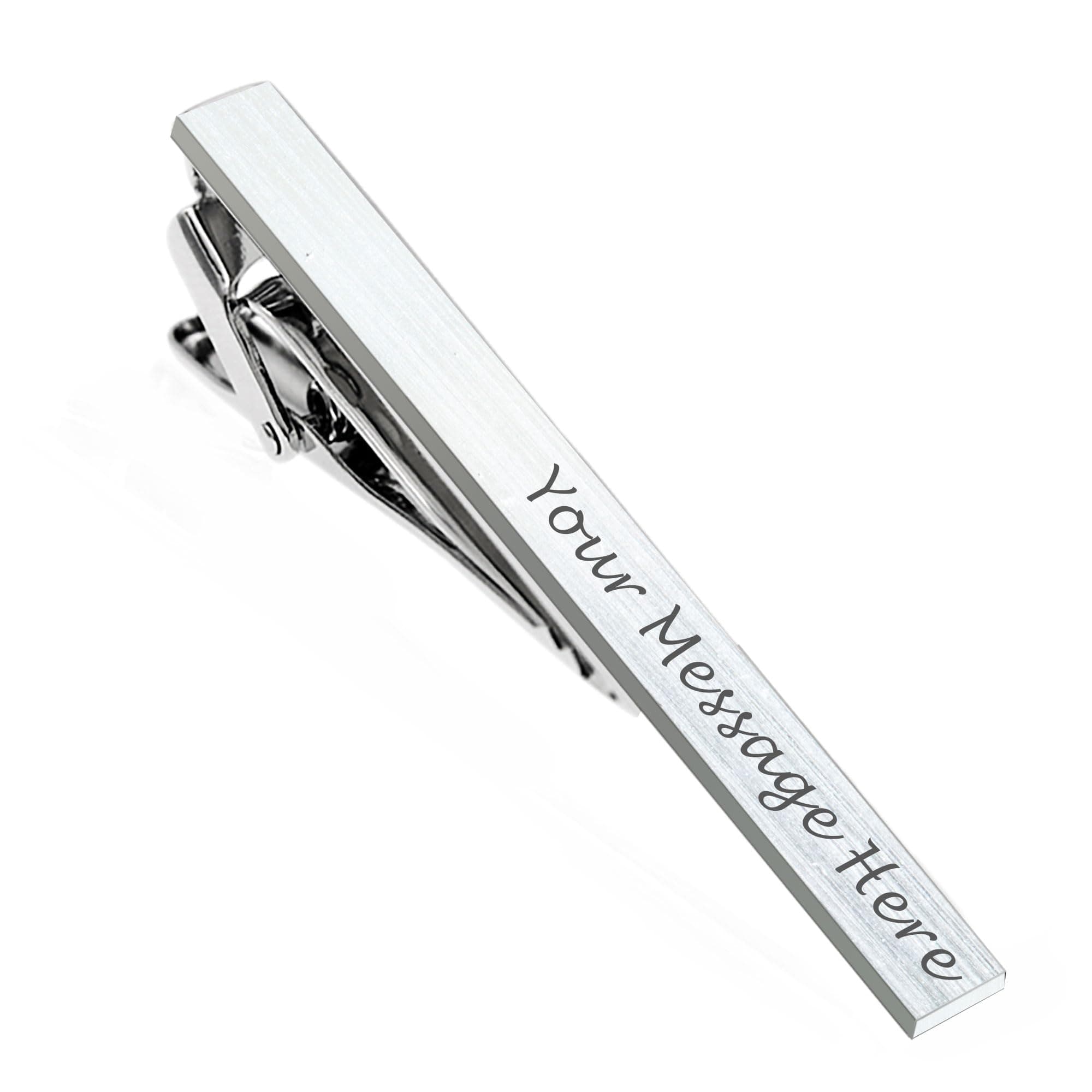 Personalised Tie Clip Pin Engraved Any Text Wedding Gift for Best Man, Groomsman, Usher, Birthday Gift, Fathers Day Gift - with Gift Box