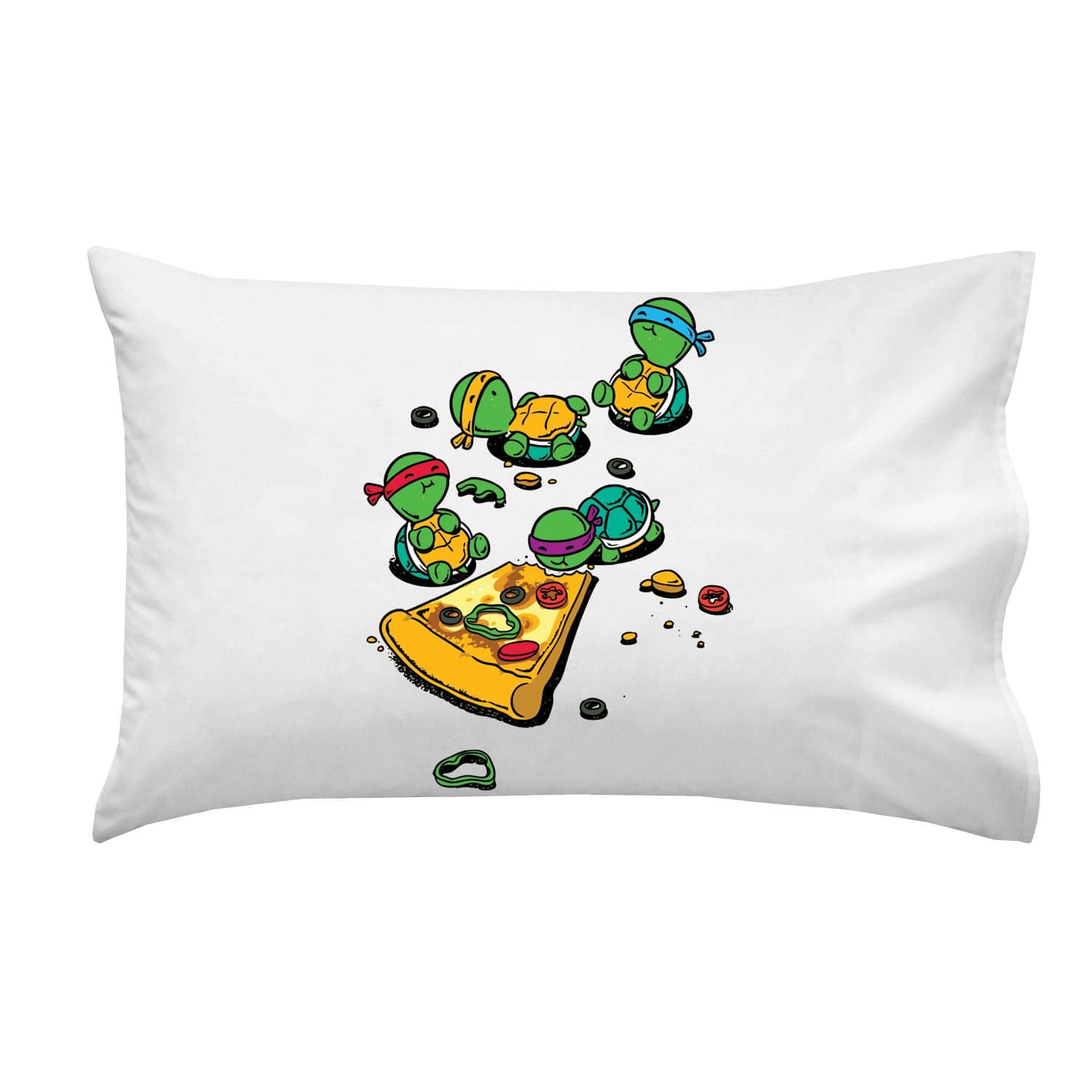 Pizza Lover TV Show Cartoon Movie Parody w/Turtles Eating Pizza - Pillow Case Single Pillowcase