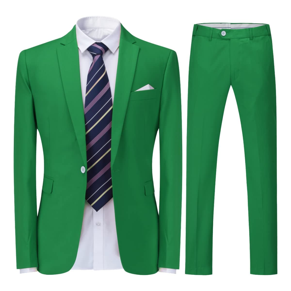 Men's 2-Piece Suits Slim Fit 1 Button Dress Suit Jacket Blazer & Pants Set