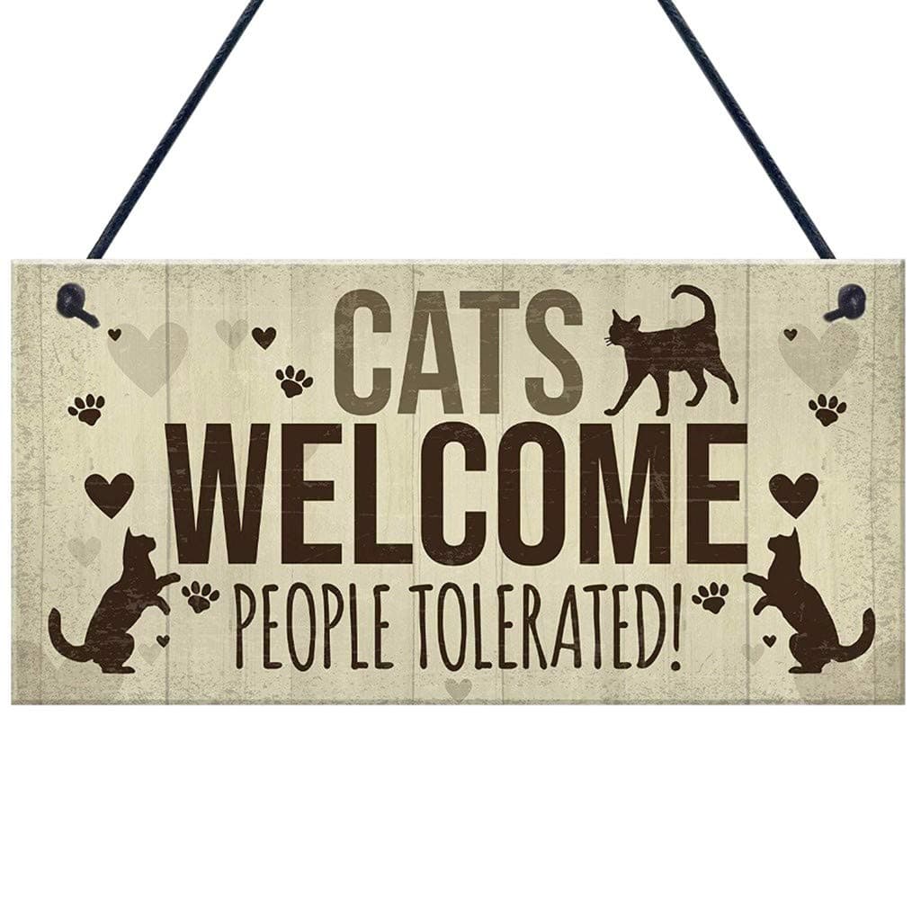 melupa Wooden Lovely Animal Sign Plaques 7.8 × 3.9 inches Hand-Stained Hanging Signs for Wall Home Decoration Best Gift for Cat Lover
