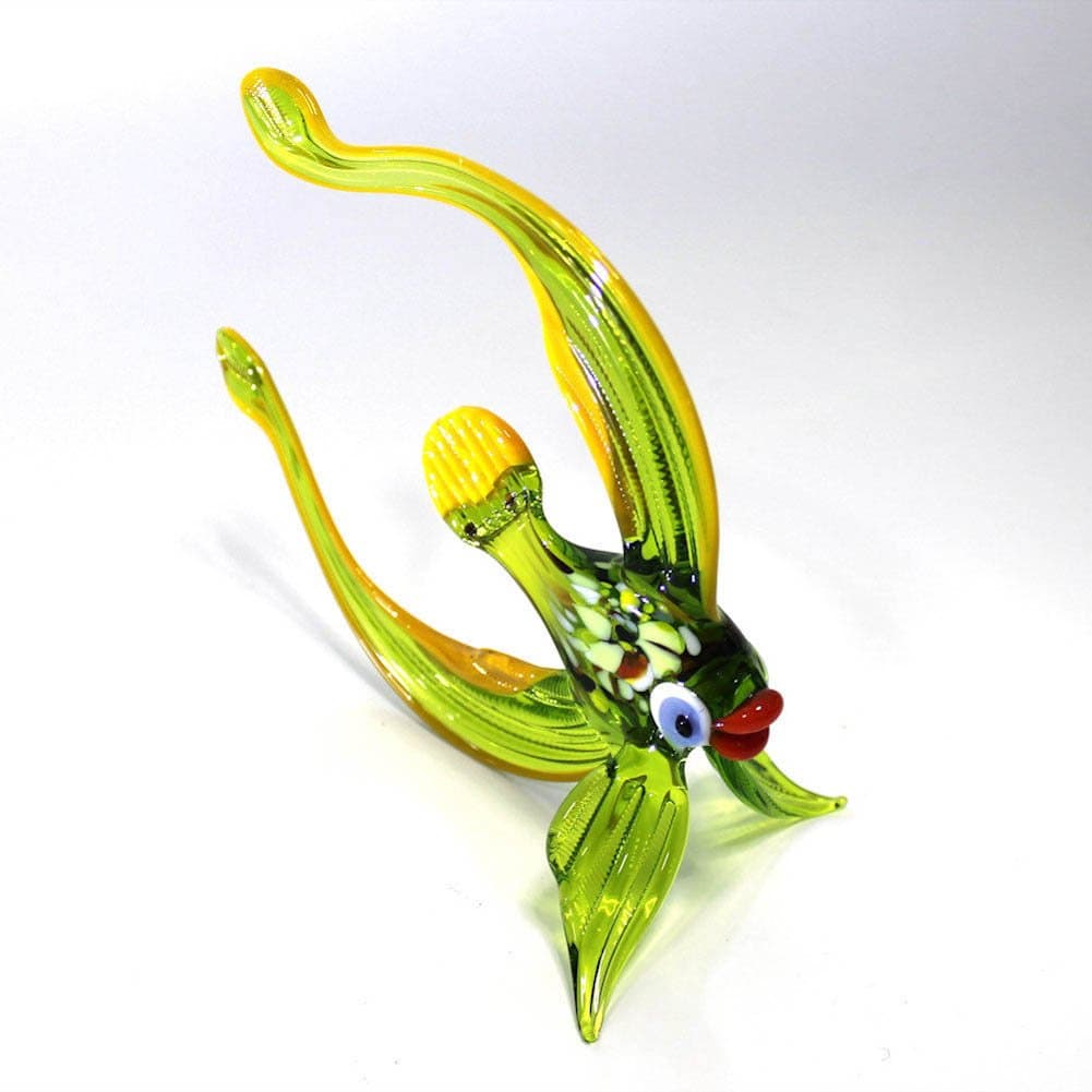 Big Glass Figurine "Green Fish" Russian Handmade