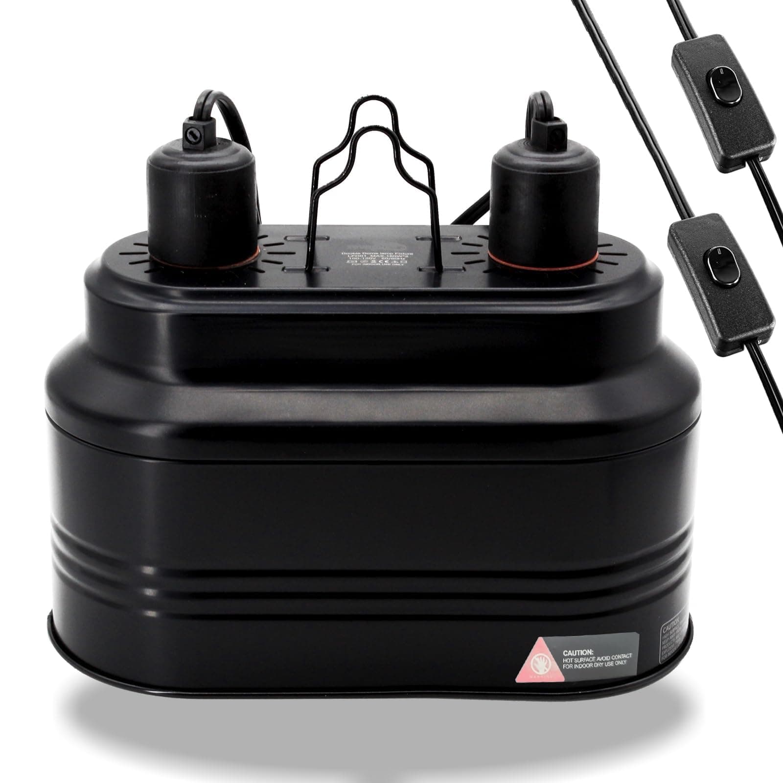 Dual Reptile Lamp Fixture with Independent Switches, UVB & Basking Bulb Holder for Glass Terrarium Habitat - Reptile Light Fixture for Bearded Dragons,Turtles,Snakes & Lizards