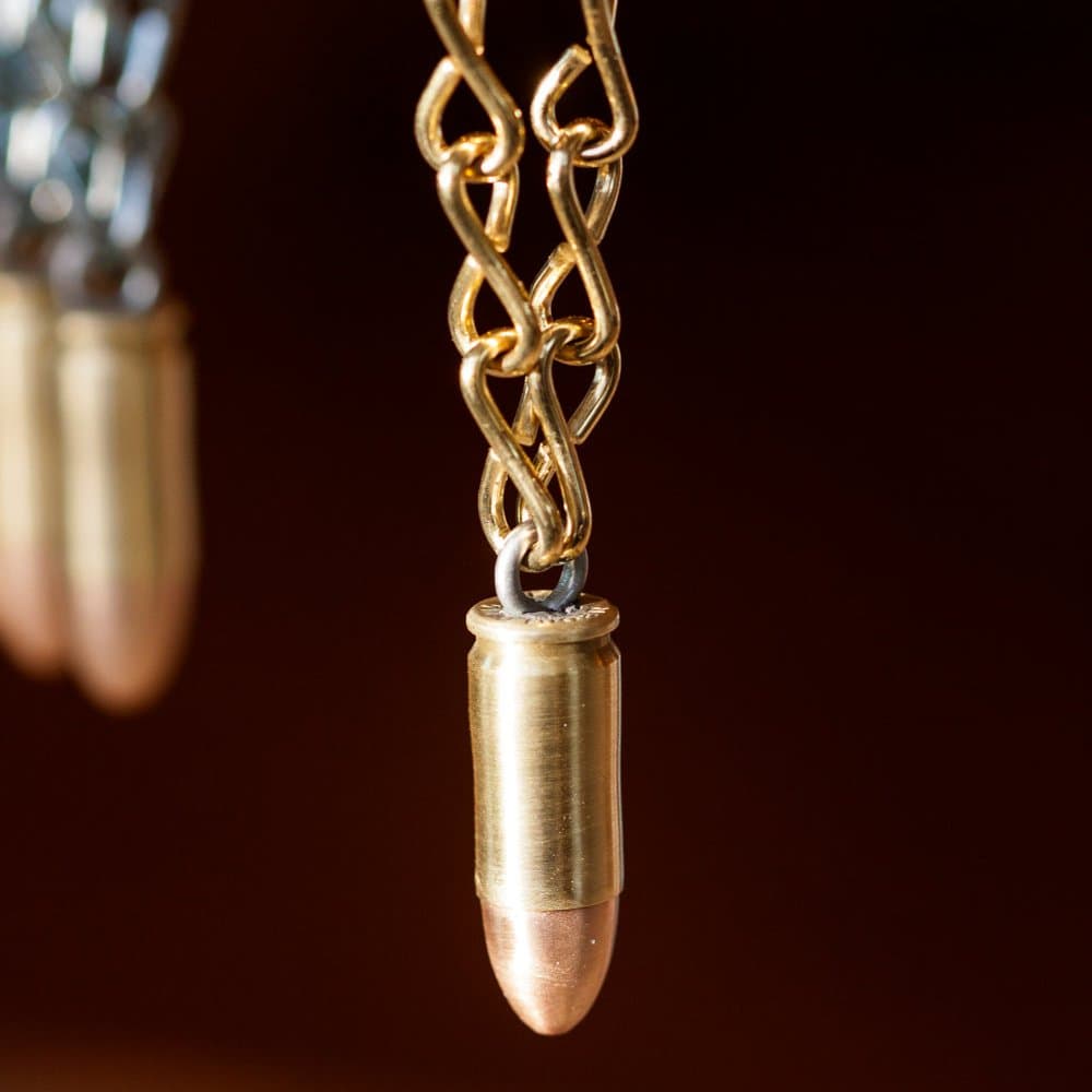 9mm Handmade Bullet Christmas Ornament (Brass Chain)
