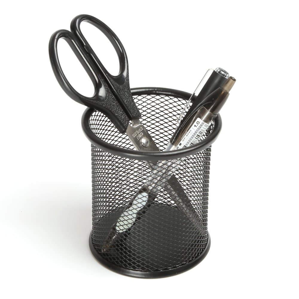 Aojia Mesh Collection Steel Mesh Pencil Cup Pencil Holder - Black 3.55"x3.9"h Ly-9109