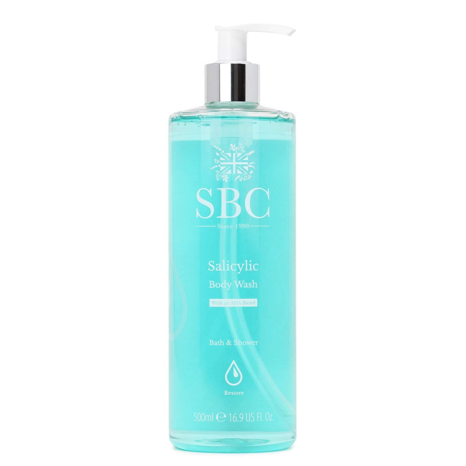 SBC Skincare Salicylic Body Wash - 500ml | Cleansing Shower Gel For Oily Skin | Vegan Friendly Body Wash For Men And Women | Salicylic Acid Shower Gel