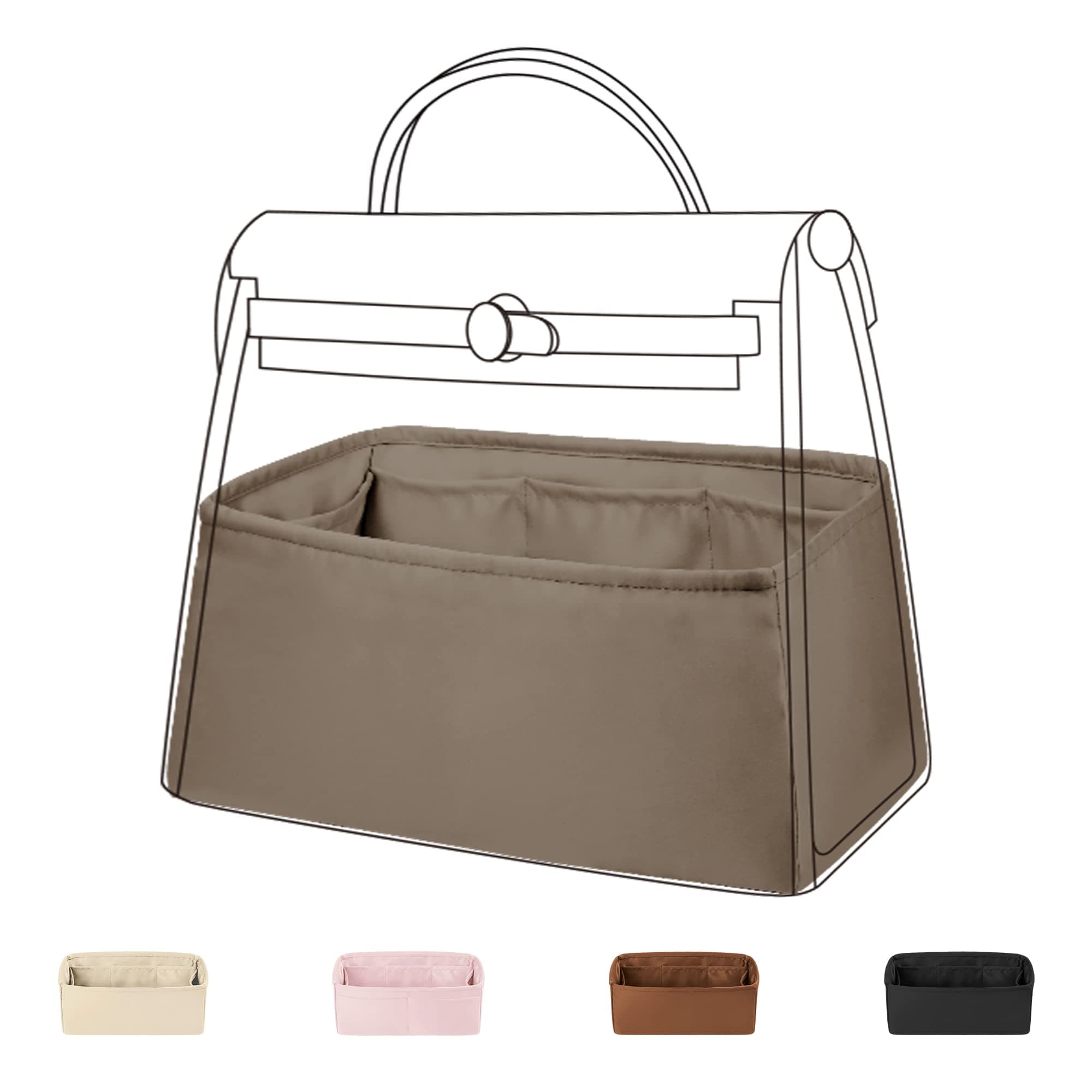 DGAZDGAZ Silk Purse Organizer Insert Fits Hermes Herbag 31/39/50 Bags, Luxury Handbag & Tote Organiser, Simplicity bag insert（Etoupe grey,H31）
