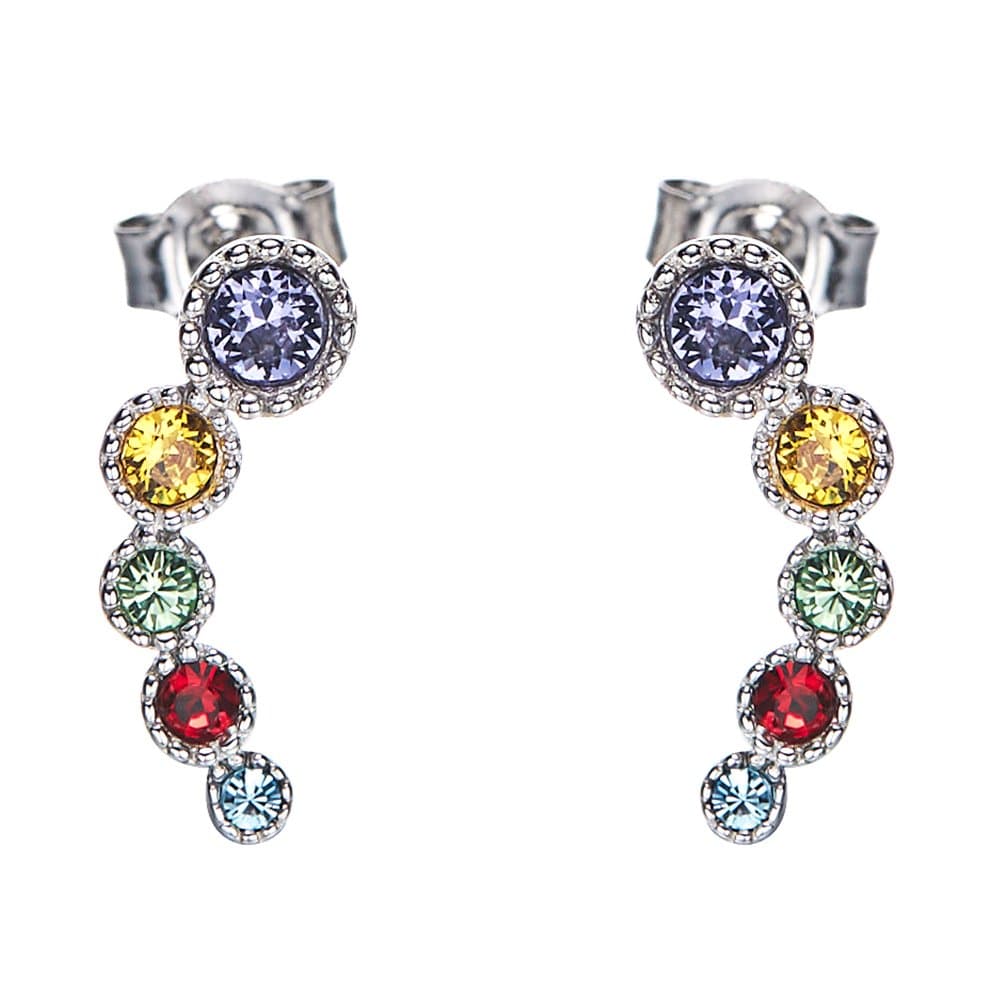 Mayfer S925 sterling silver earrings for women embelished with beautiful crystals., Sterling Silver