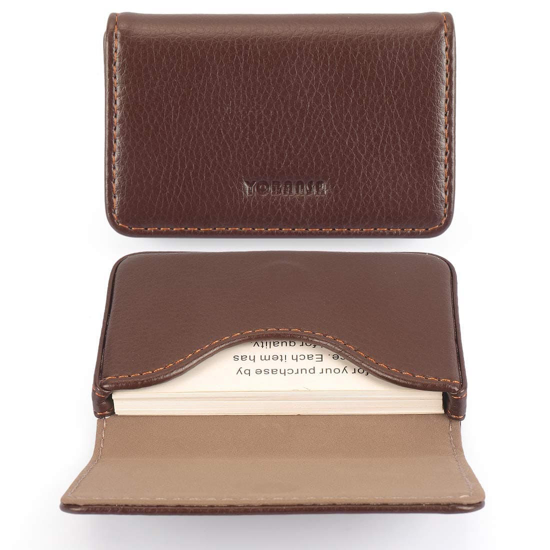 YOBANSA PU Leather Business Card Holder Wallet Credit Card Holder Business Name Card Case with Magnetic Buckle for Men and Women (Coffee 0A)